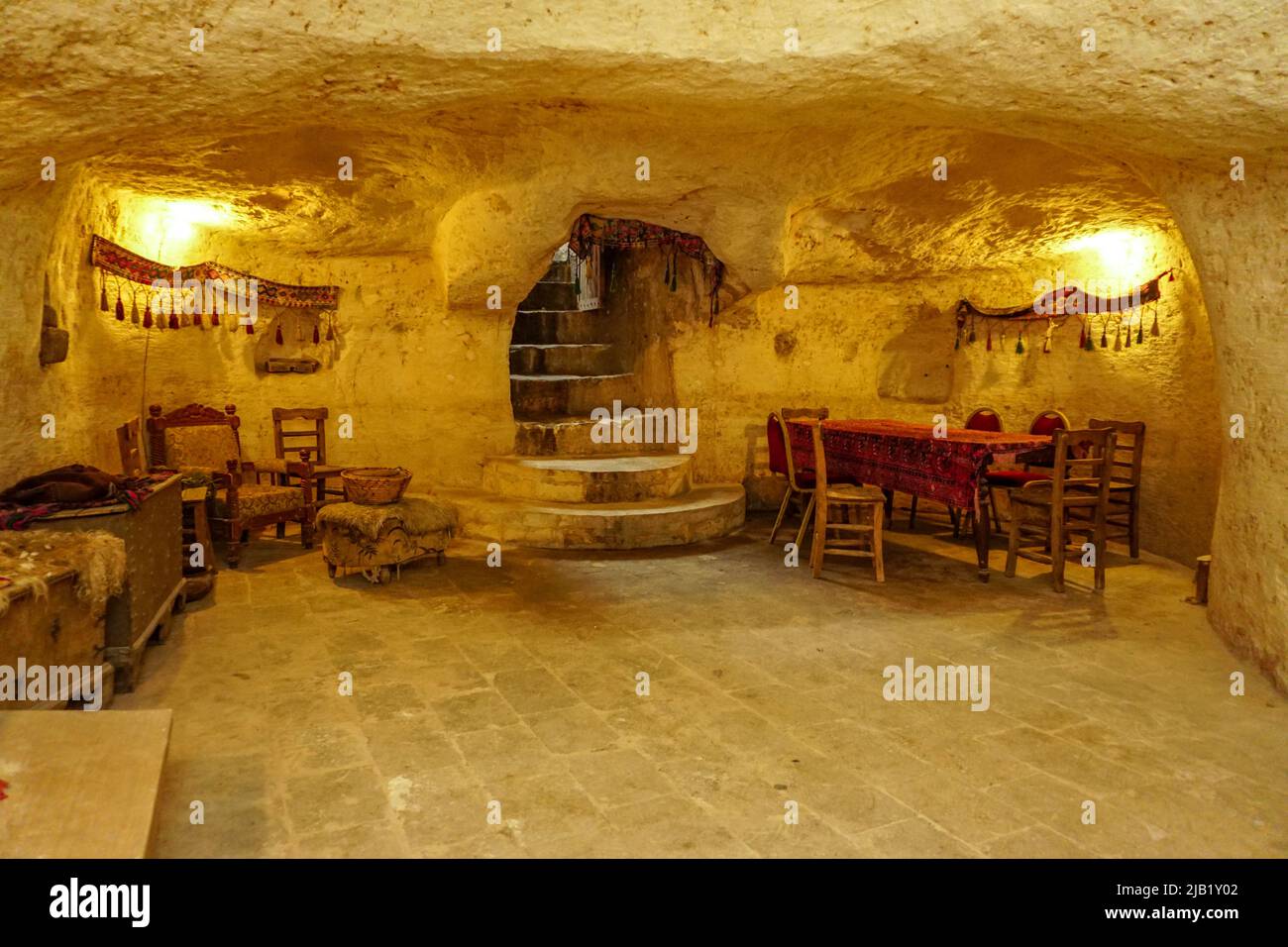 12 Mai 2022 Midyat Türkei. Historische Höhlenhäuser von Midyat Türkei Stockfoto