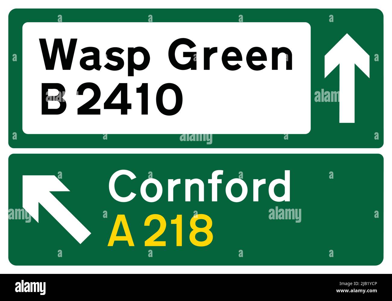 Wasp Green, Cornford, Stack‑Type Advance Direction Signs, Road Signs in the United Kingdom Stock Vektor