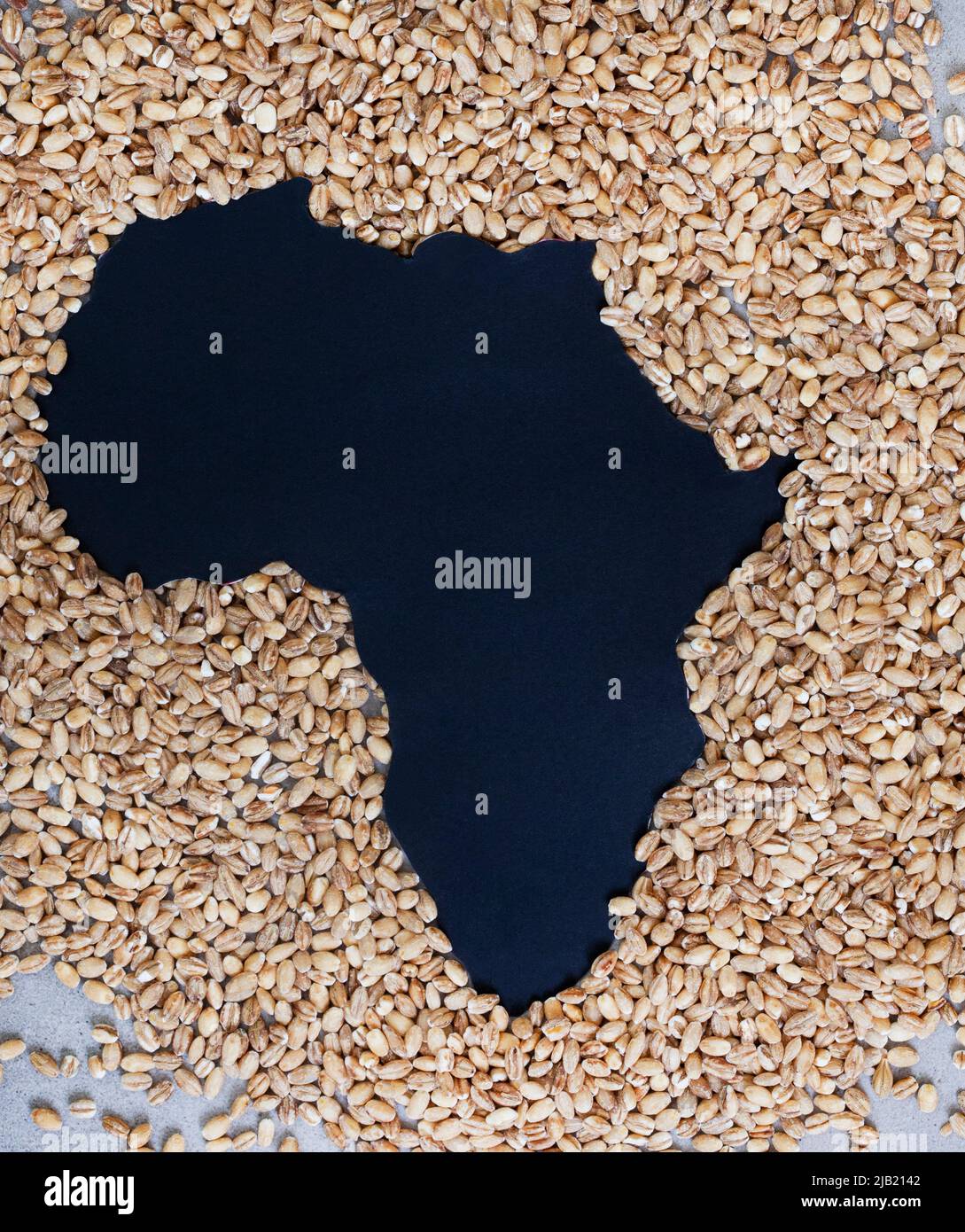 Afrika als Hunger und Mangel drohen. Getreideknappheit und Ernährungssicherheit, eine Welt in der Krise während des Krieges zwischen Russland und der Ukraine Stockfoto