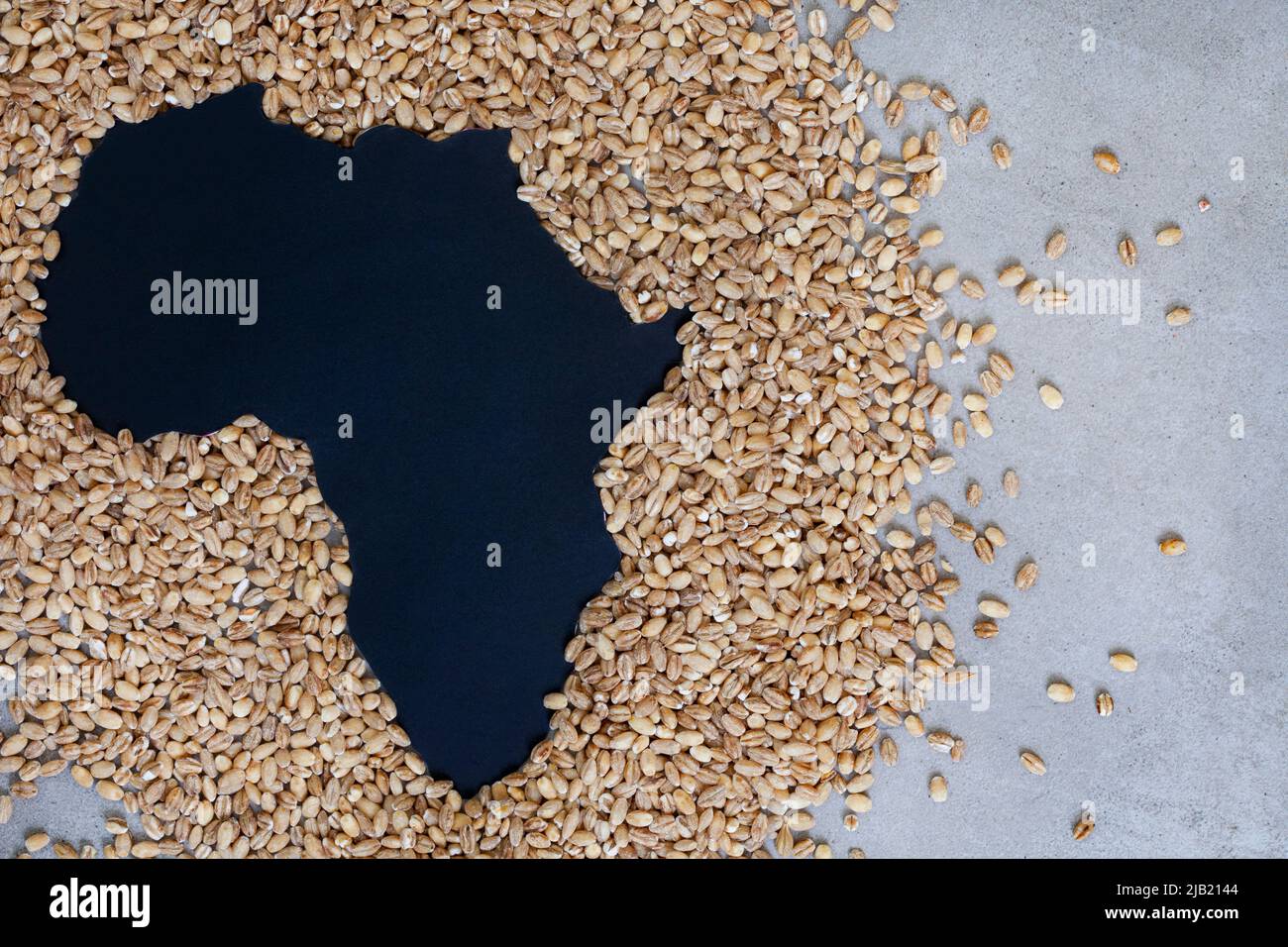 Afrika als Hunger und Mangel drohen. Getreideknappheit und Ernährungssicherheit, eine Welt in der Krise während des Krieges zwischen Russland und der Ukraine Stockfoto