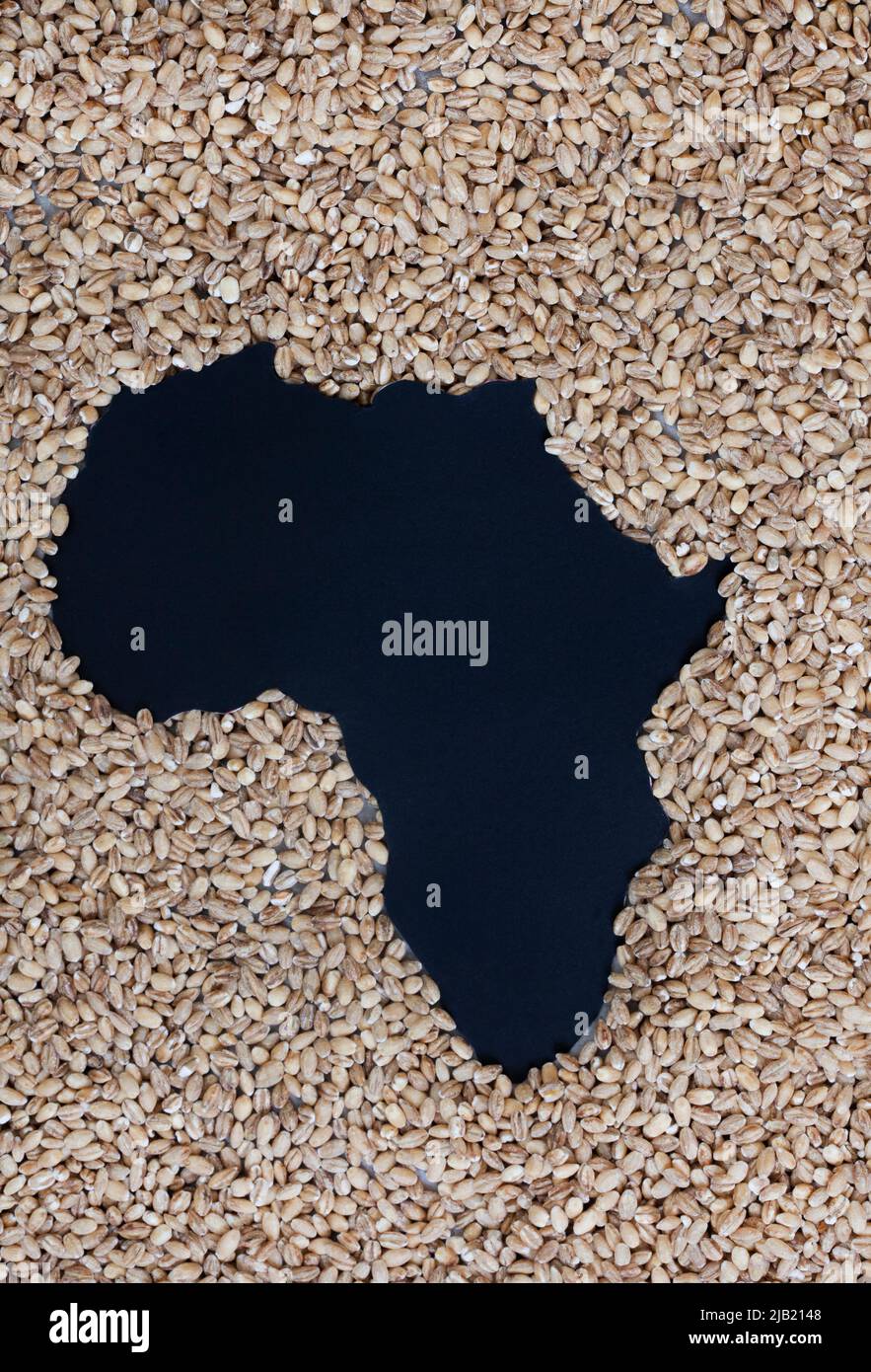 Afrika als Hunger und Mangel drohen. Getreideknappheit und Ernährungssicherheit, eine Welt in der Krise während des Krieges zwischen Russland und der Ukraine Stockfoto