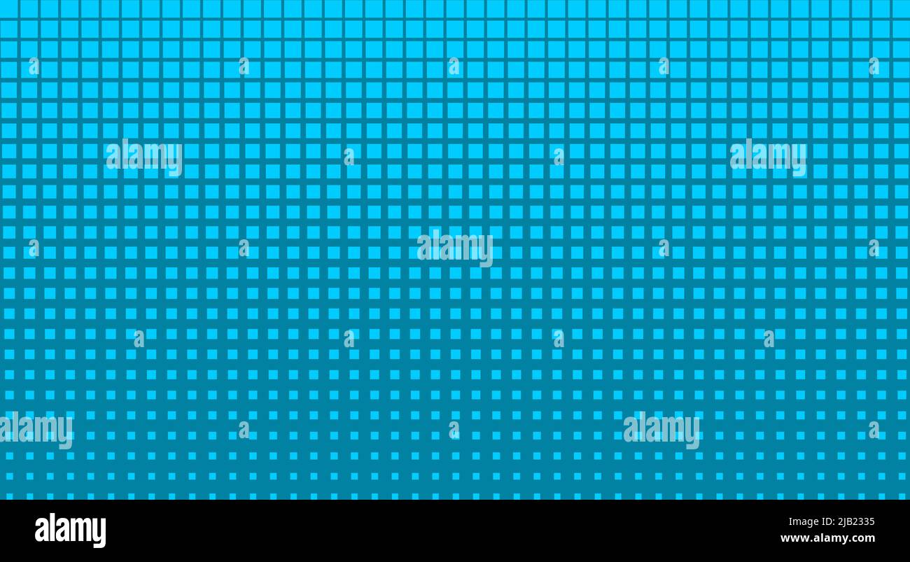 Blauer Halbtonhintergrund mit Quadraten. Türkisfarbener Hintergrund mit Rechtecken. Retro 80-s Stil Tapete Vorlage. Abstraktes gepunktetes Designelement. Vektor Stock Vektor