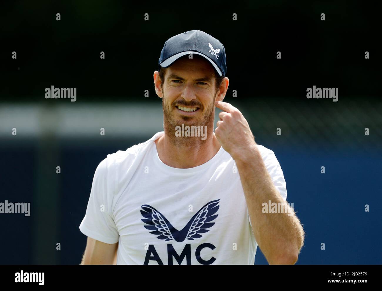Andy Murray auf den Übungsplätzen während des fünften Tages der Surbiton Trophy im Surbiton Racket and Fitness Club. Bilddatum: Donnerstag, 2. Juni 2022. Stockfoto