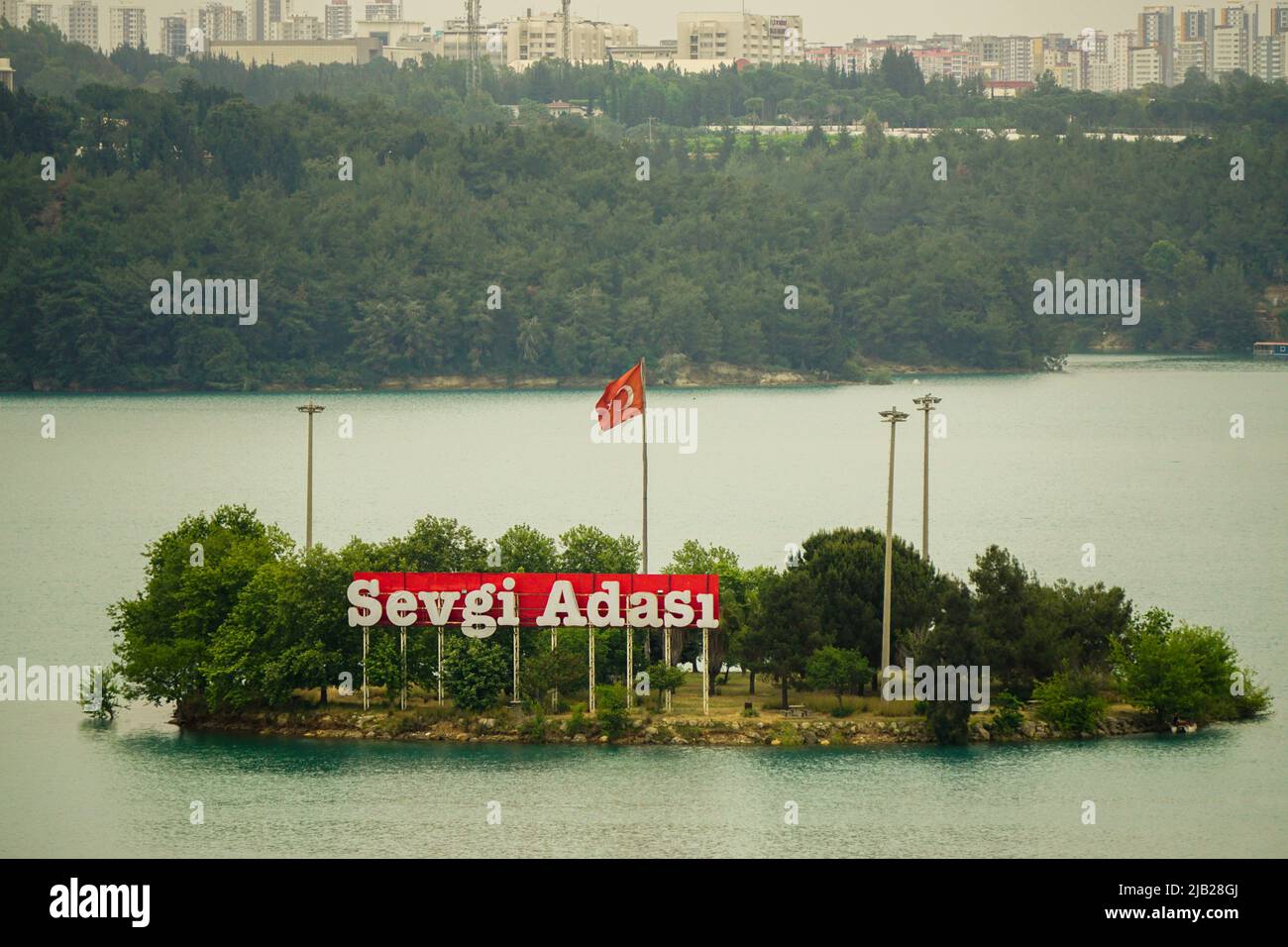 Seyhan River und Sevgi Adasi Love Island in Adana Turkey Stockfoto