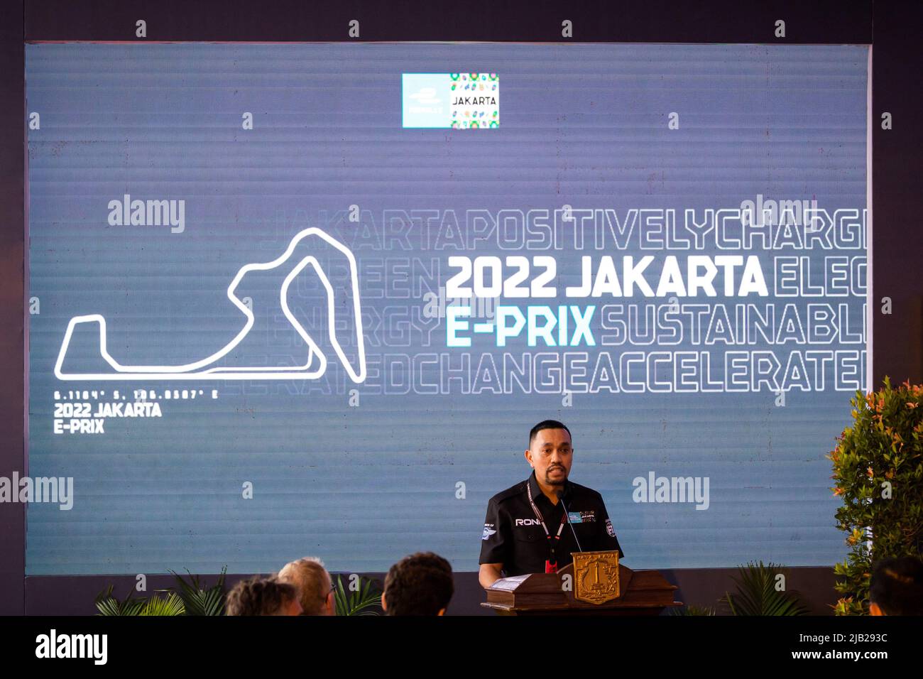 Ahmad Sahroni, Vorsitzender der Formel E Jakarta, Portrait Meet and Greet während des Jakarta ePrix 2022, 6. Treffen der ABB FIA Formula E Weltmeisterschaft 2021-22, auf dem Jakarta International e-Prix Kurs vom 2. Bis 4. Juni in Jakarta - Foto: Germain Hazard/DPPI/LiveMedia Stockfoto