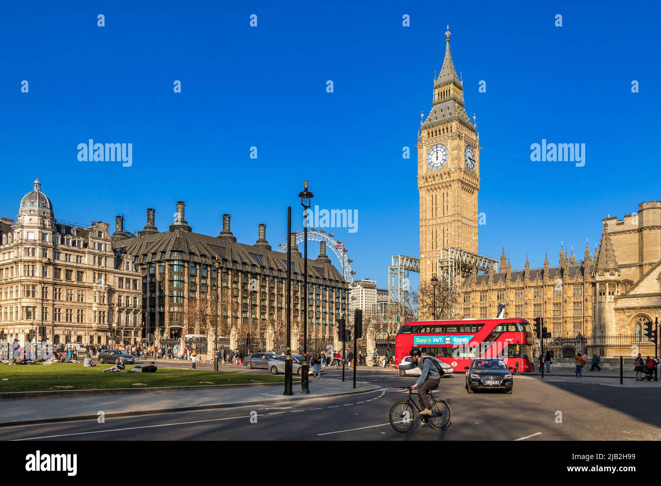 Der frisch renovierte Elizabeth Tower, an einem sonnigen Sommertag eher als Big Ben bekannt, Westminster, London SW1 Stockfoto