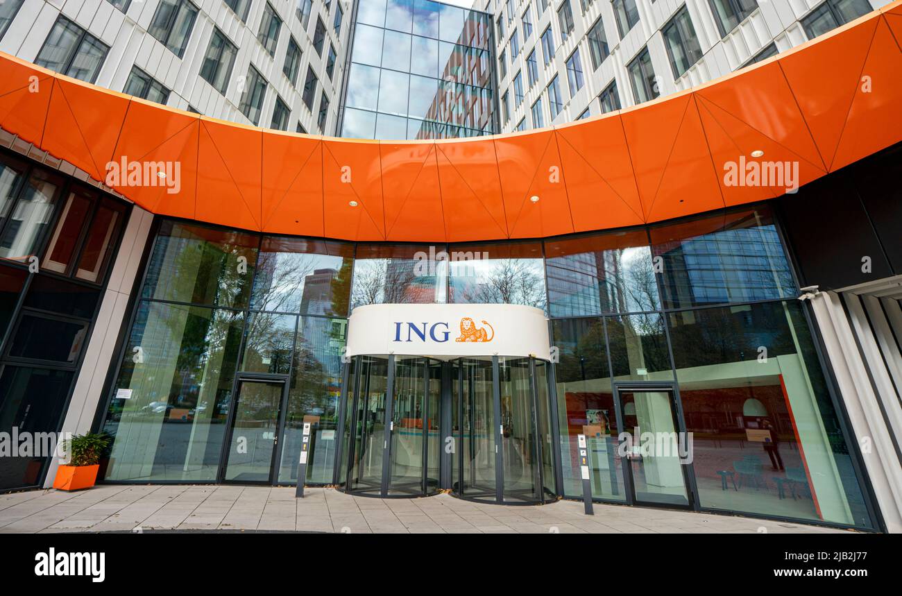 Der Hauptsitz der ING Bank in Frankfurt am Main, Hessen, Deutschland Stockfoto
