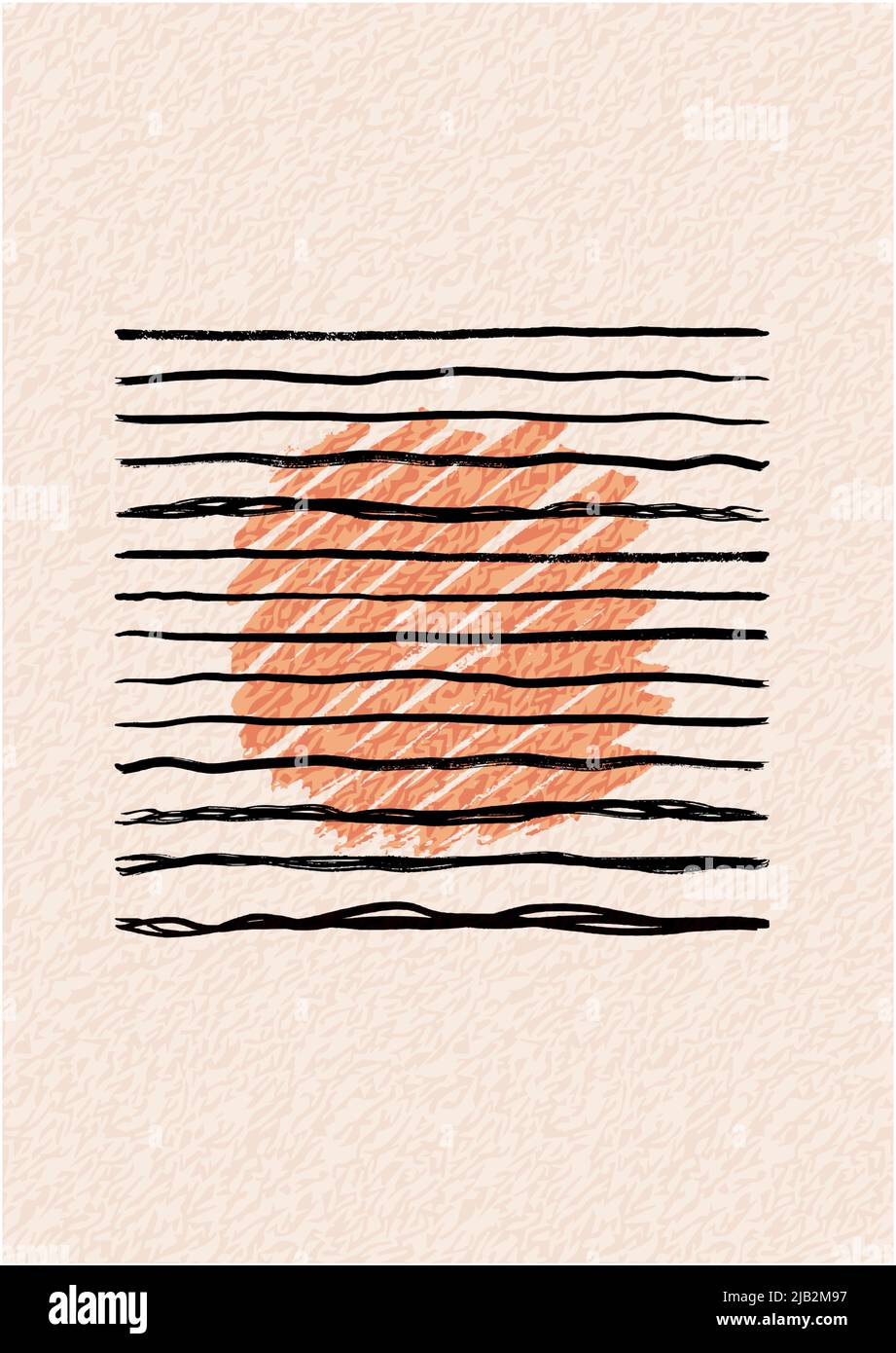 Abstraktes Poster mit dekorativer Tuscheform. Minimalistisches Grunge Stock Vektor