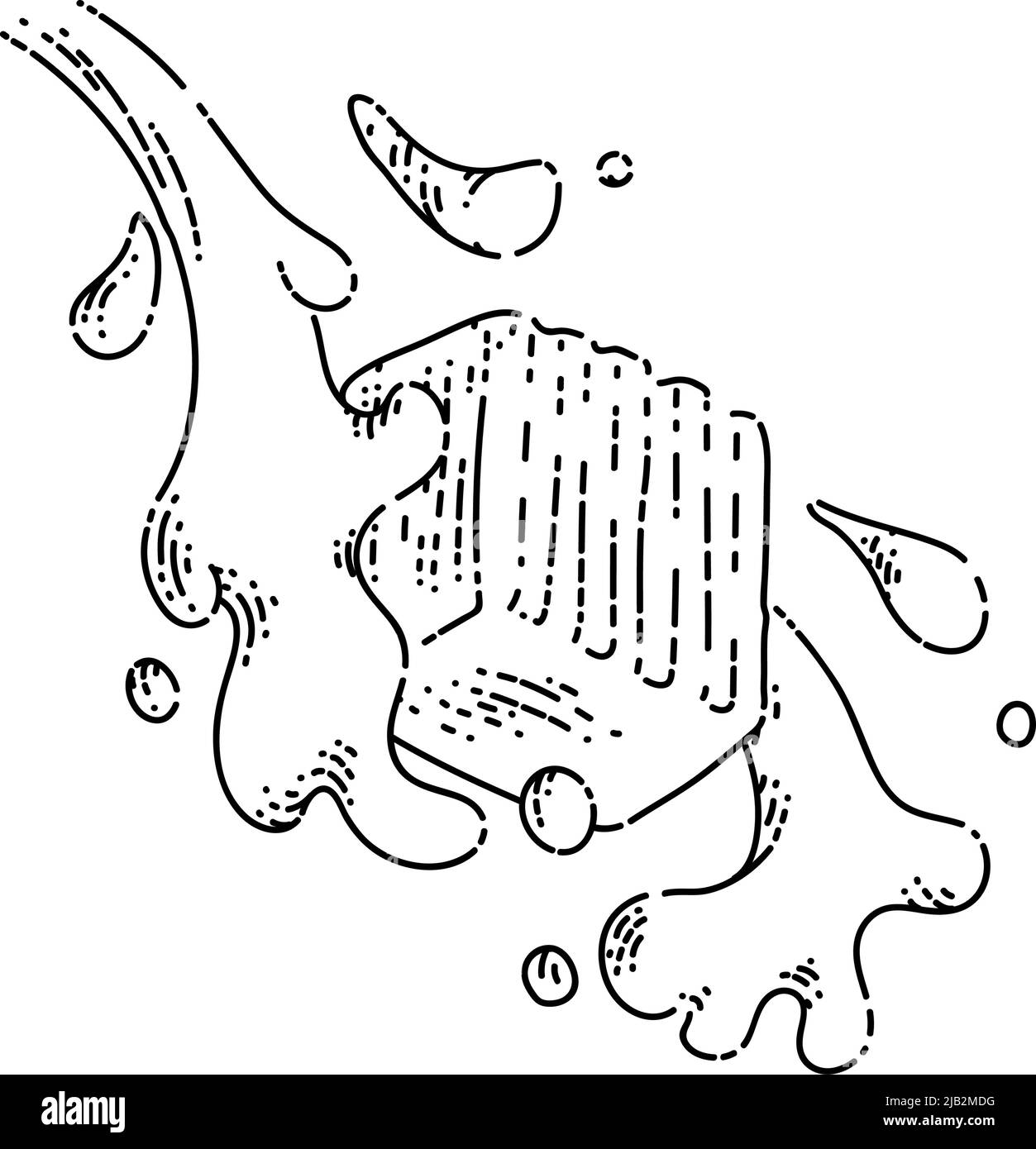 Karamell Würfel Splash Sketch handgezeichneter Vektor Stock Vektor