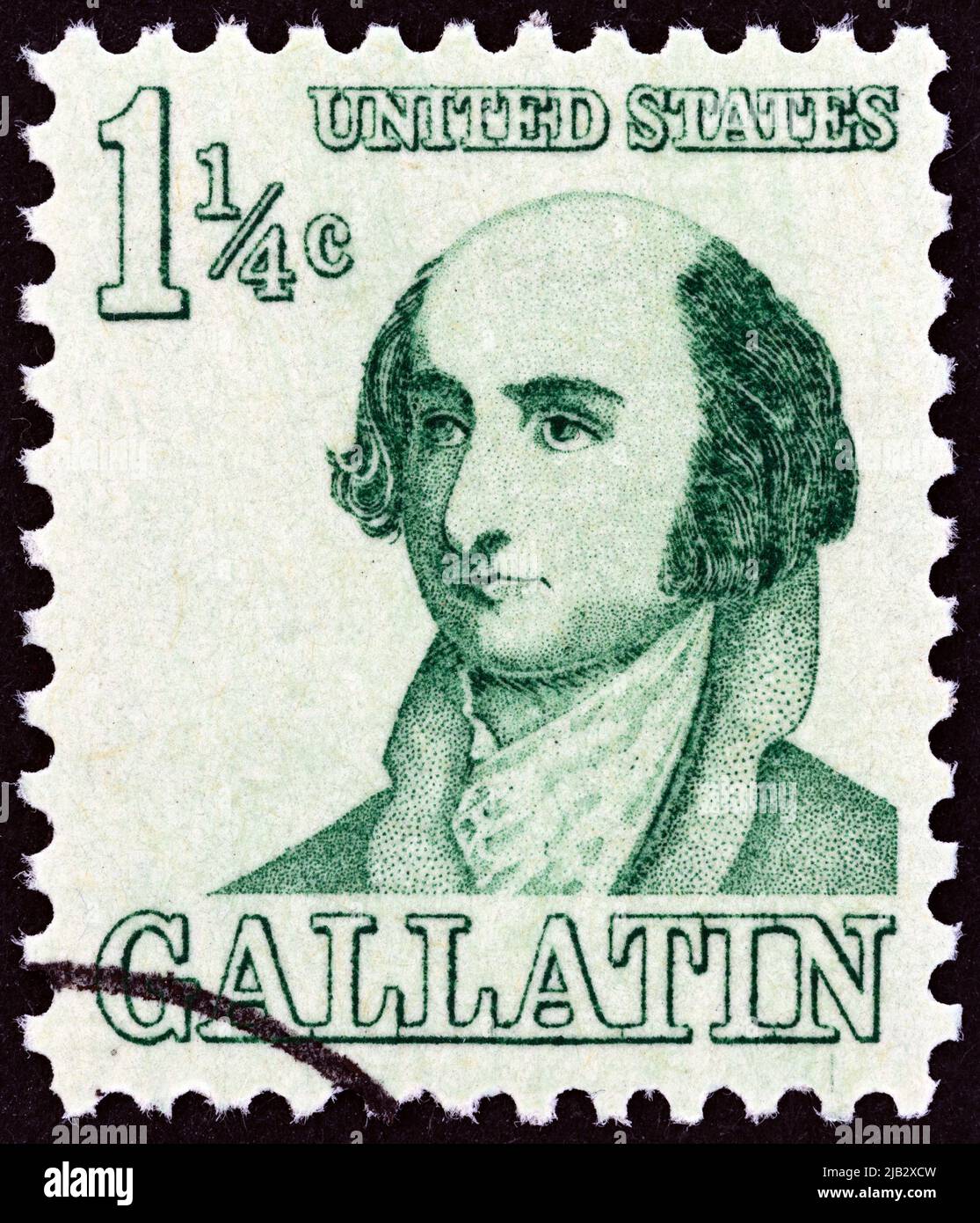 USA - UM 1967: Eine in den USA gedruckte Briefmarke aus der 'prominenten Amerikaner'-Ausgabe zeigt Albert Gallatin, um 1967. Stockfoto