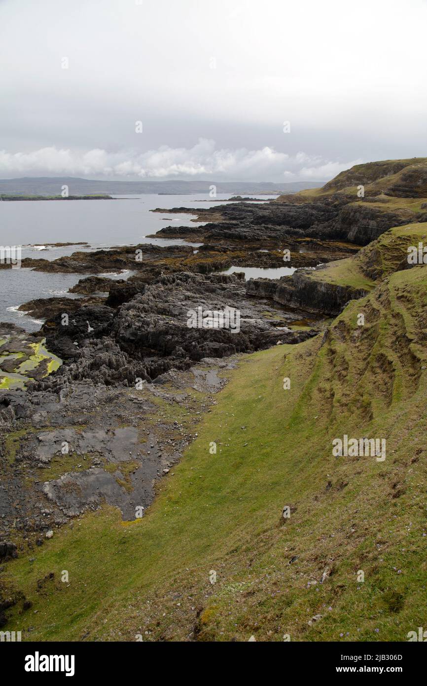Blick auf Ellan Hoan und Whiten Head for the Headland in Smoo, Durness, Sutherland, Schottland Stockfoto