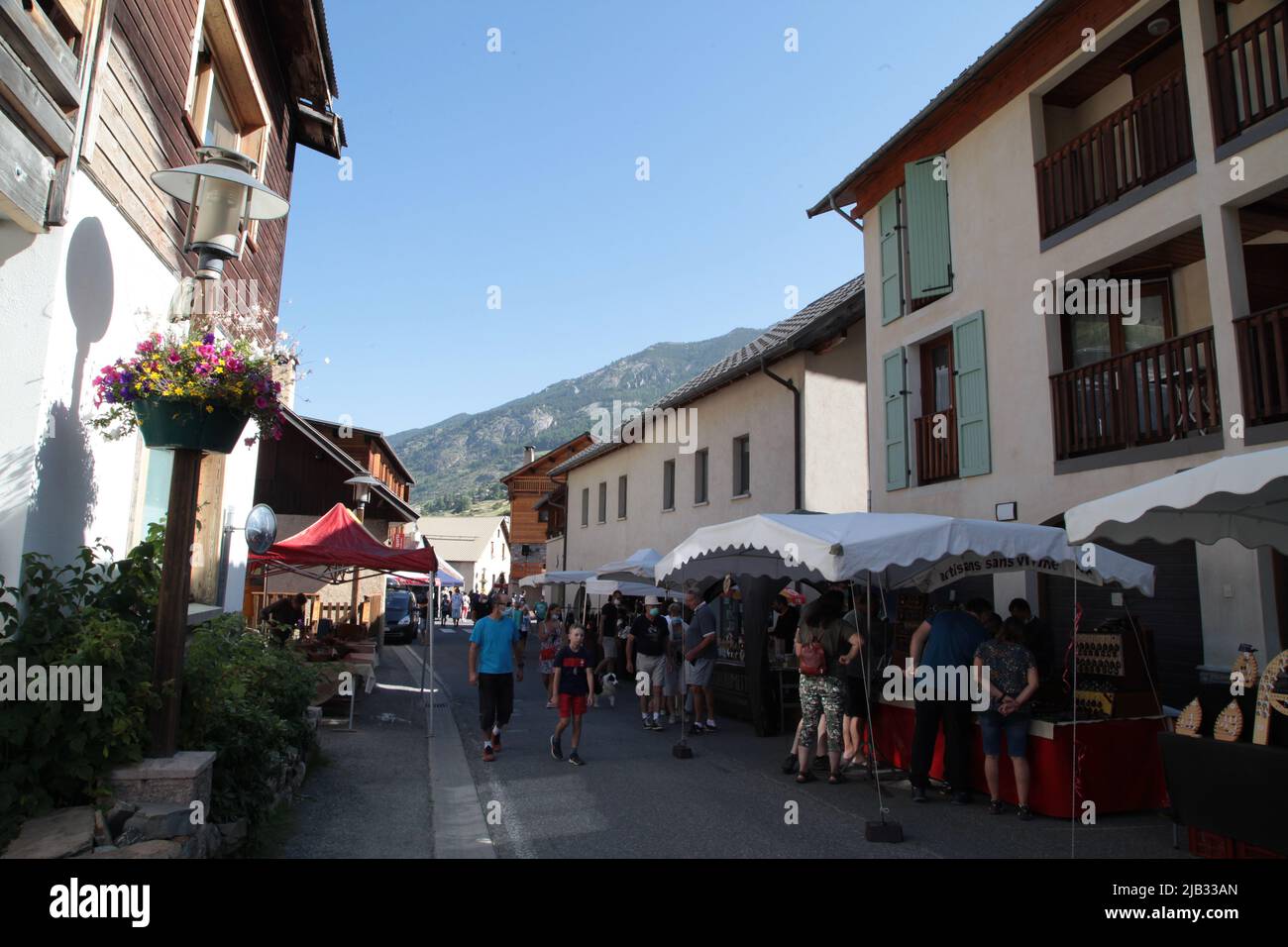 Fête du Village de Vars Sainte-Marie un 15 août, Hautes-Alpes Stockfoto