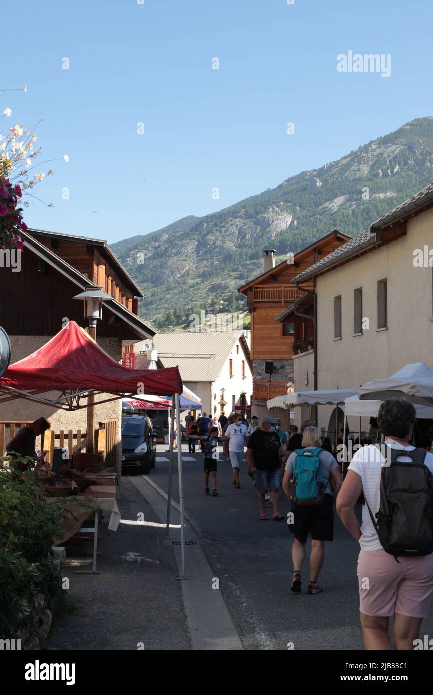 Fête du Village de Vars Sainte-Marie un 15 août, Hautes-Alpes Stockfoto