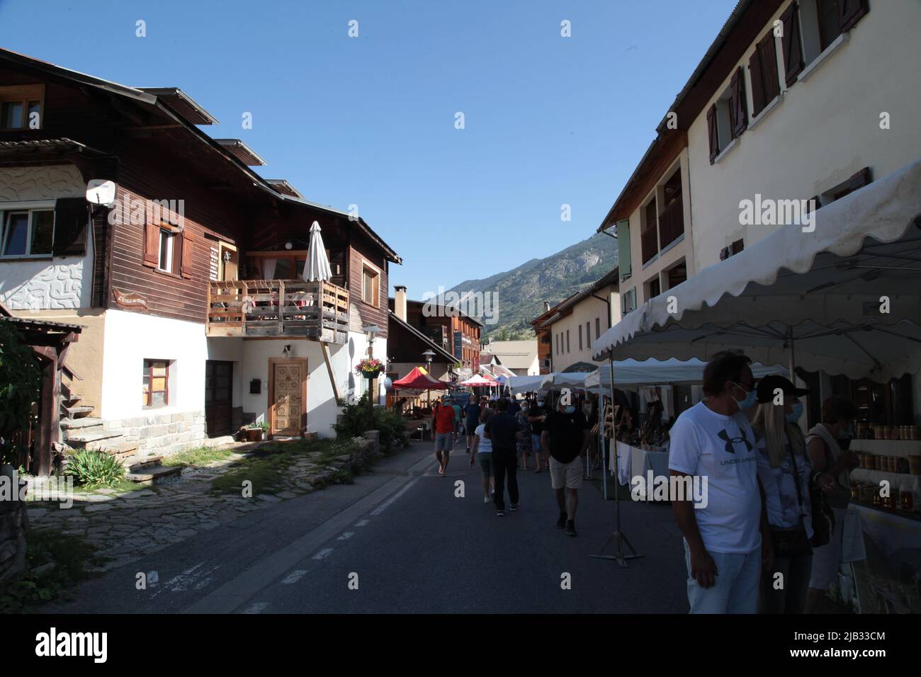 Fête du Village de Vars Sainte-Marie un 15 août, Hautes-Alpes Stockfoto