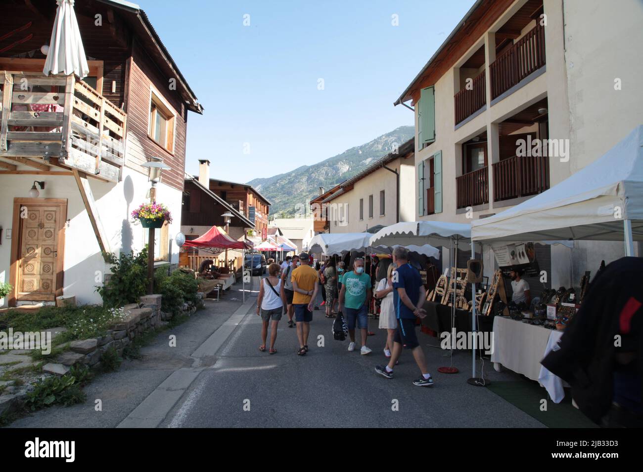 Fête du Village de Vars Sainte-Marie un 15 août, Hautes-Alpes Stockfoto