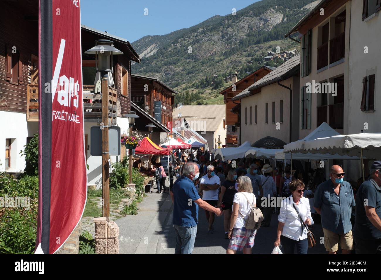 Fête du Village de Vars Sainte-Marie un 15 août, Hautes-Alpes Stockfoto