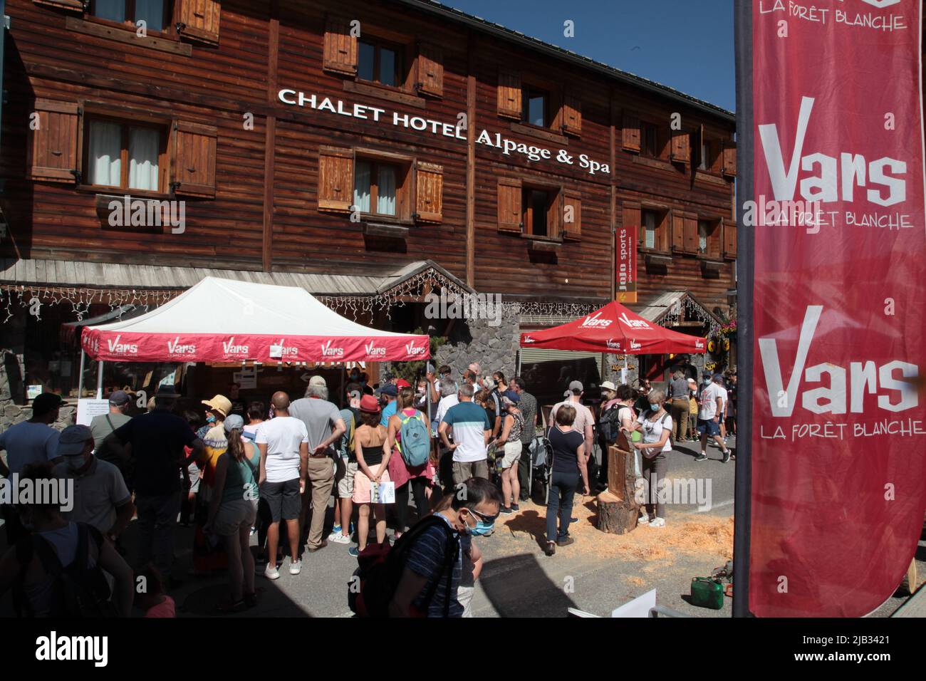 Fête du Village de Vars Sainte-Marie un 15 août, Hautes-Alpes Stockfoto