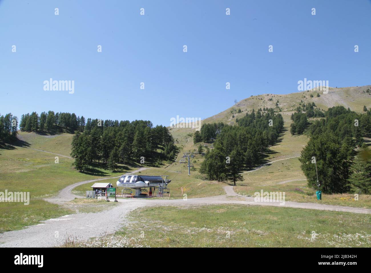 Gare de télésiège de Vars Sainte-Marie, Hautes-Alpes, Frankreich Stockfoto
