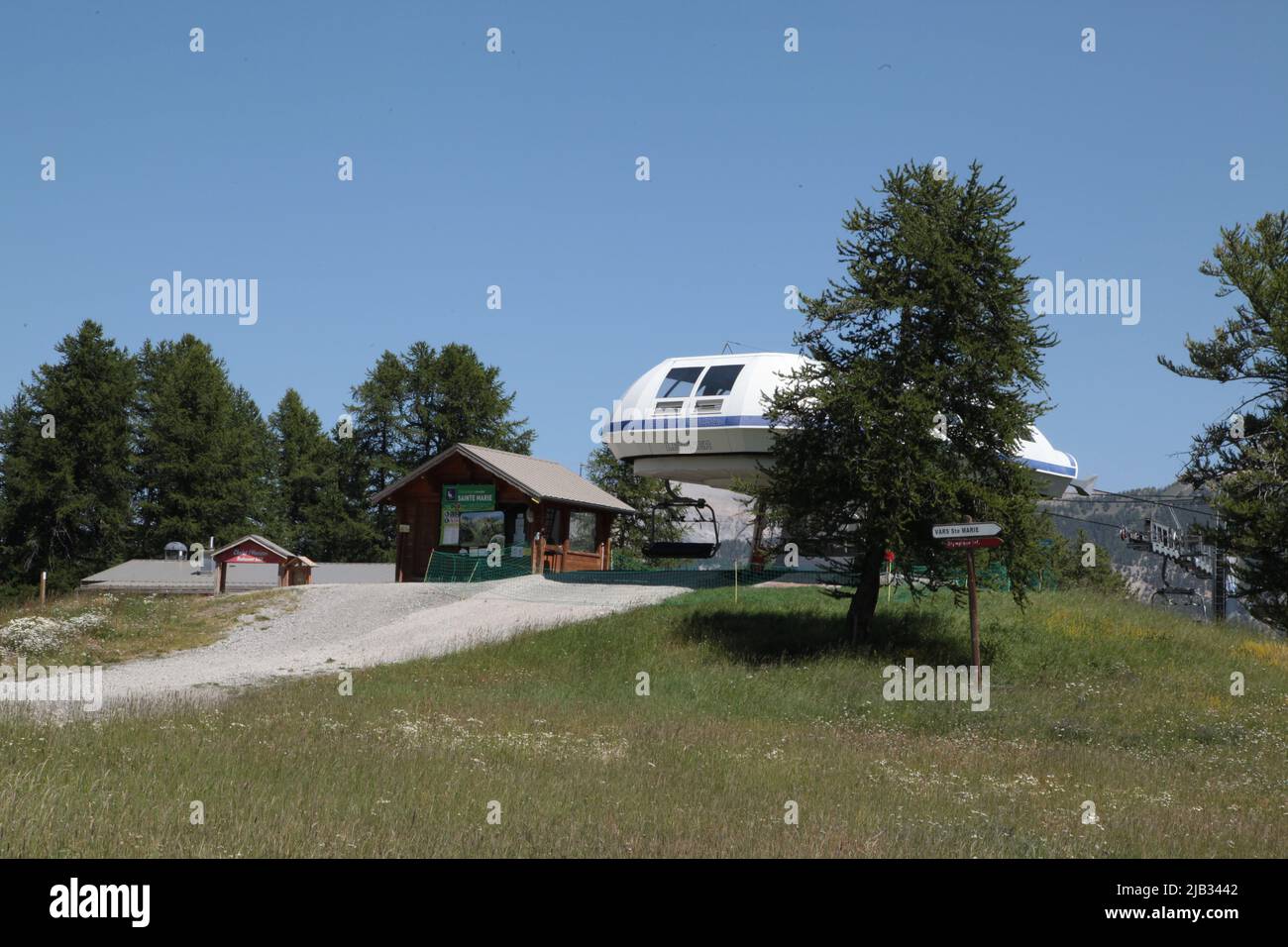 Gare de télésiège de Vars Sainte-Marie, Hautes-Alpes Stockfoto