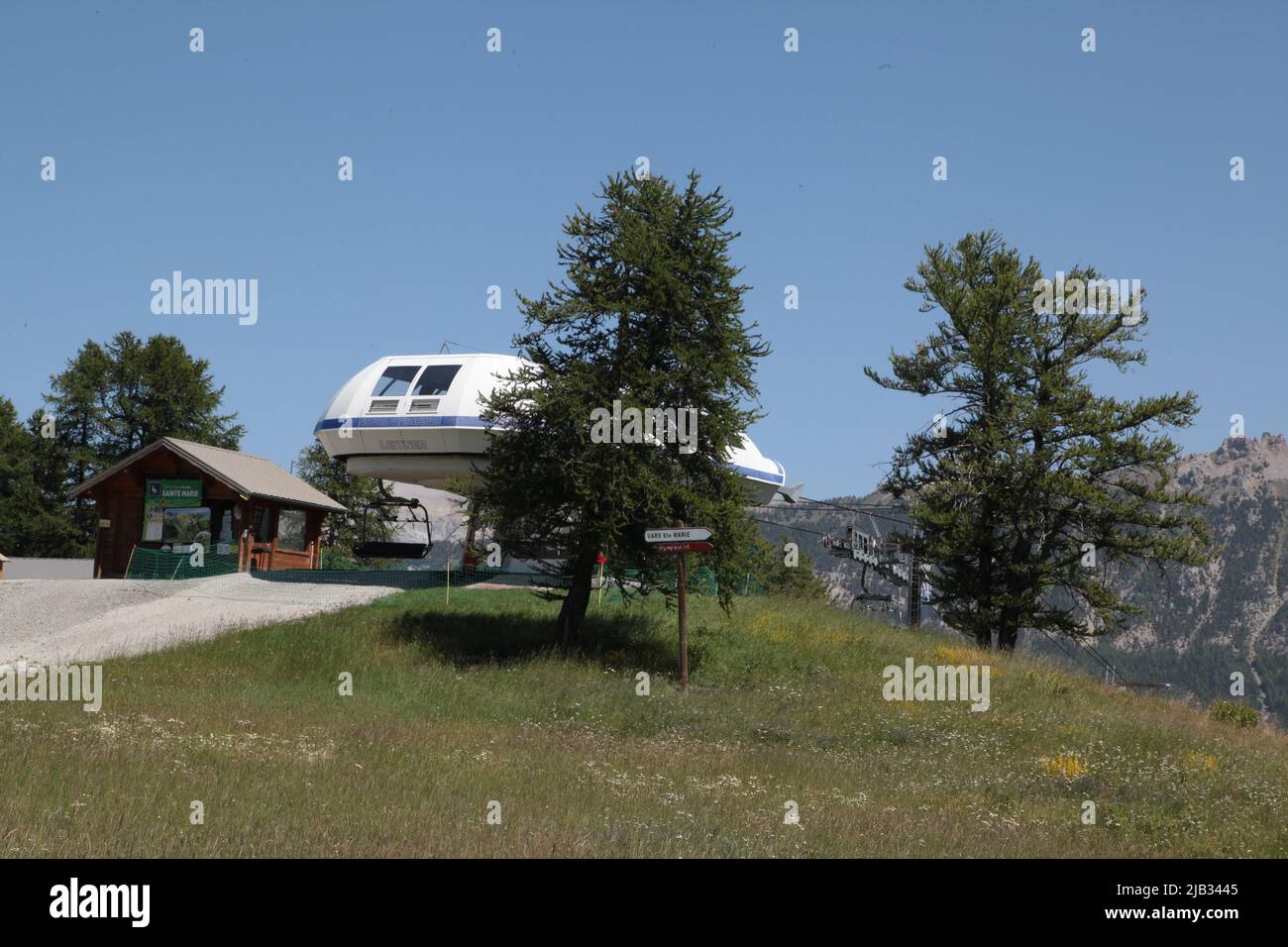 Gare de télésiège de Vars Sainte-Marie, Hautes-Alpes Stockfoto