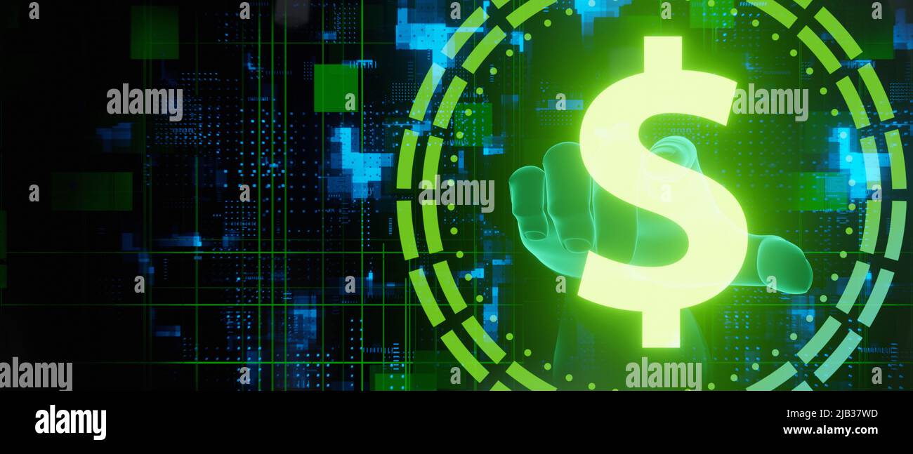 Digital Technology Finance Futuristisches abstraktes Banner Hintergrund 3D Illustration Stockfoto