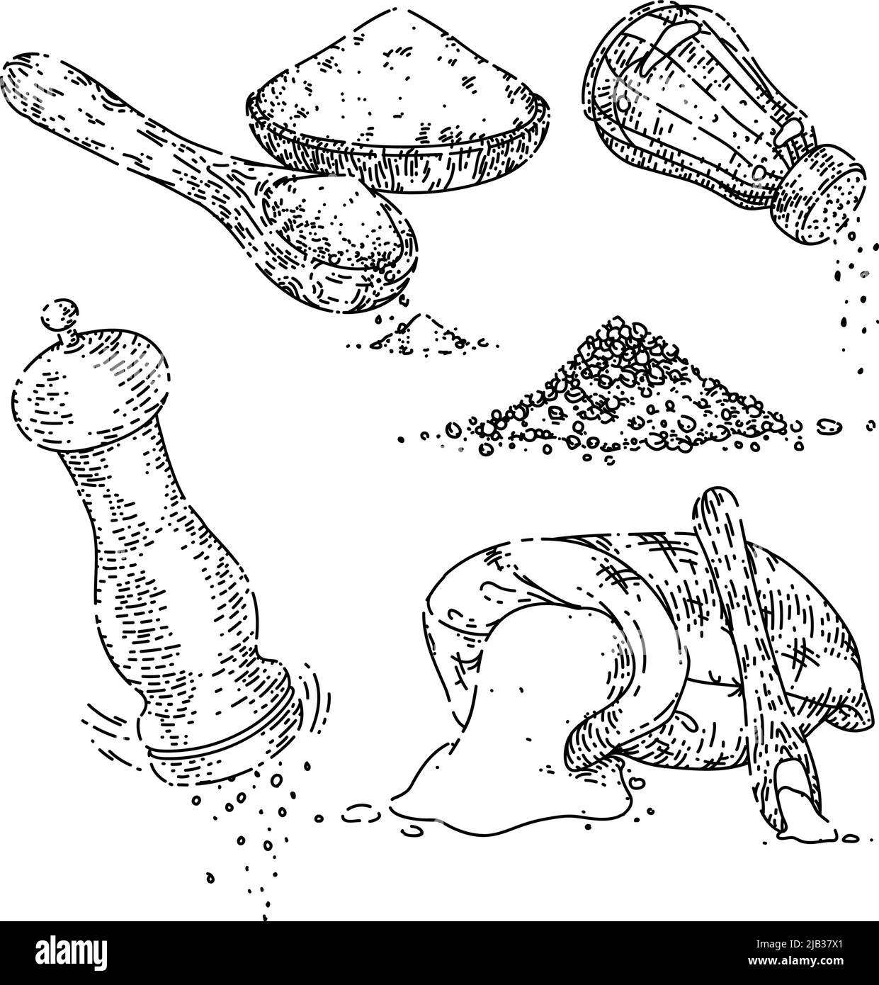 Handgezeichneter Vektor mit Salzlöffel-Skizze Stock Vektor