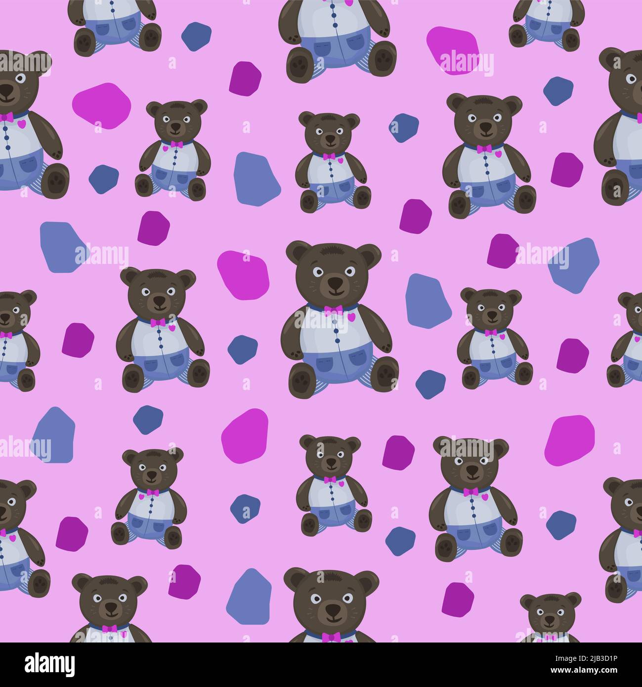 Bären, nahtloses Muster auf rosa Hintergrund Stock Vektor