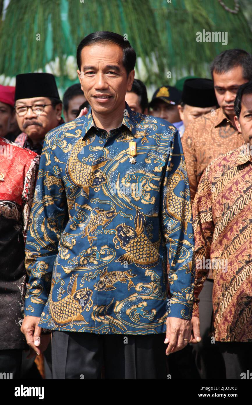 Blitar, Indonesien - 01. Juni 2015. Der Präsident Indonesiens, Joko Widodo (Jokowi), stattete der Stadt Blitzar einen Arbeitsbesuch ab. Stockfoto