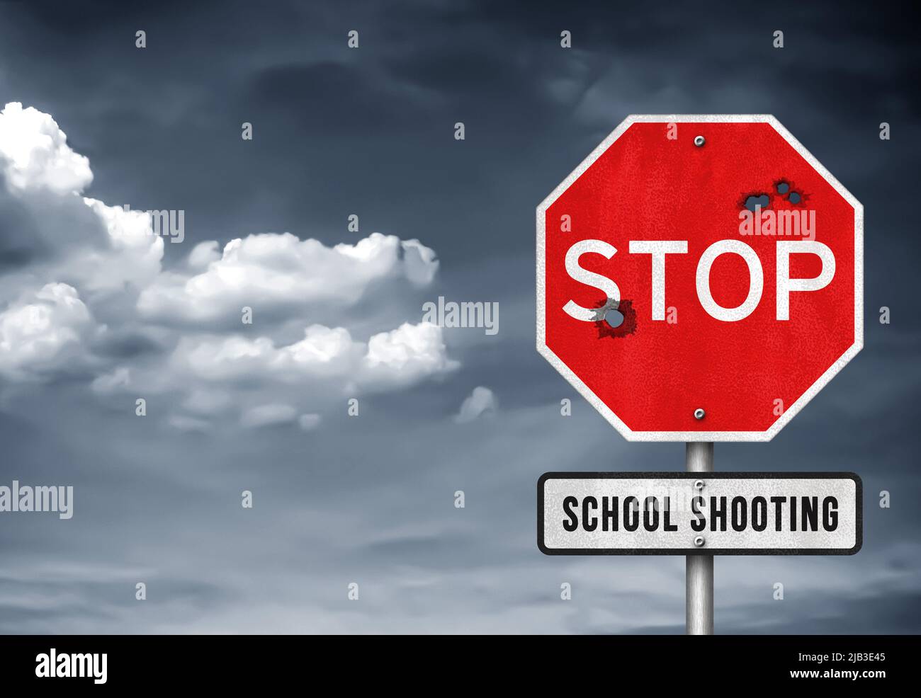 Stop School Shooting - Straßenschild Stockfoto