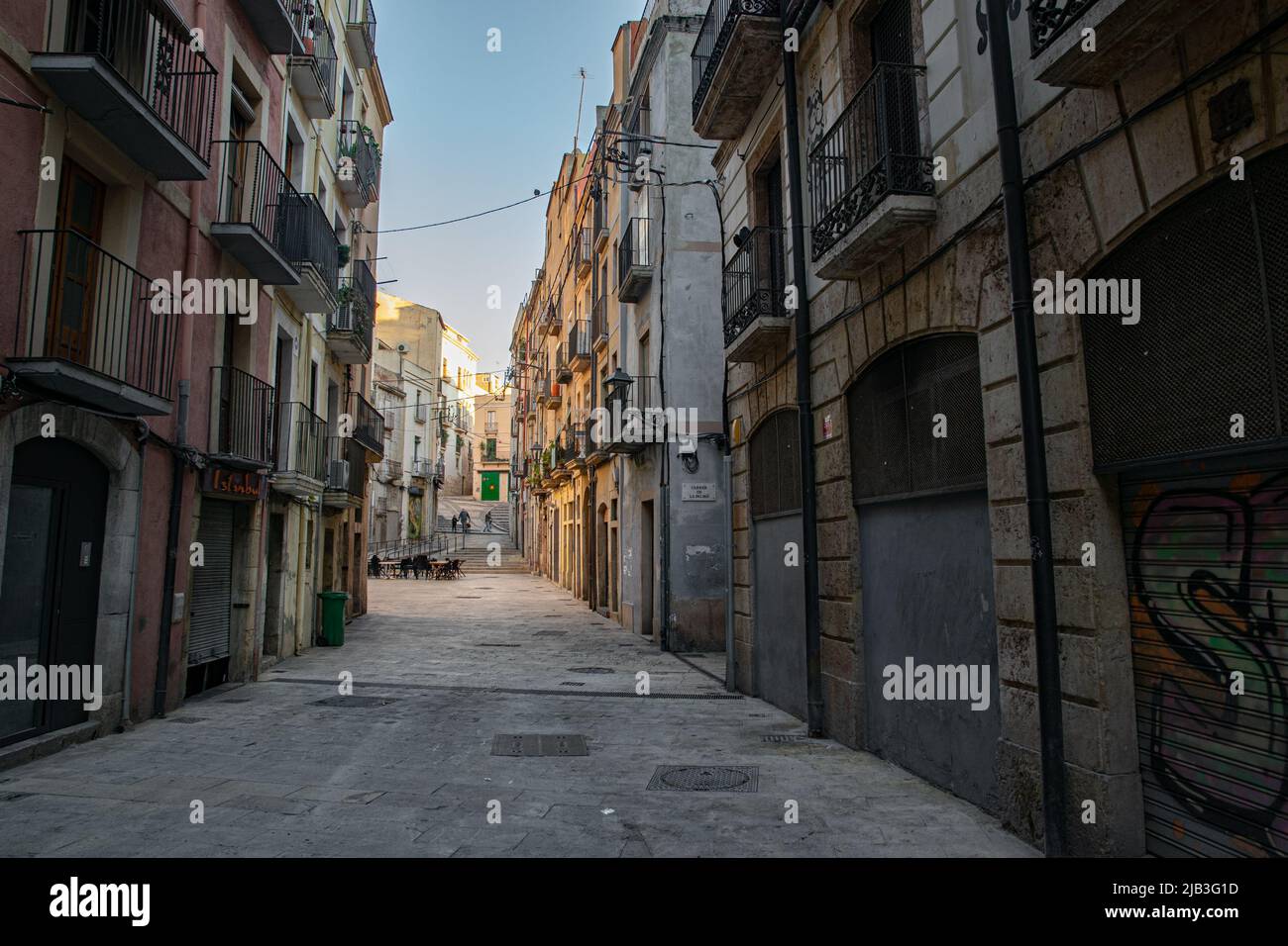 Carrer de Sant Domenec in der Altstadt von Tarragona (Teil Alta) Stockfoto