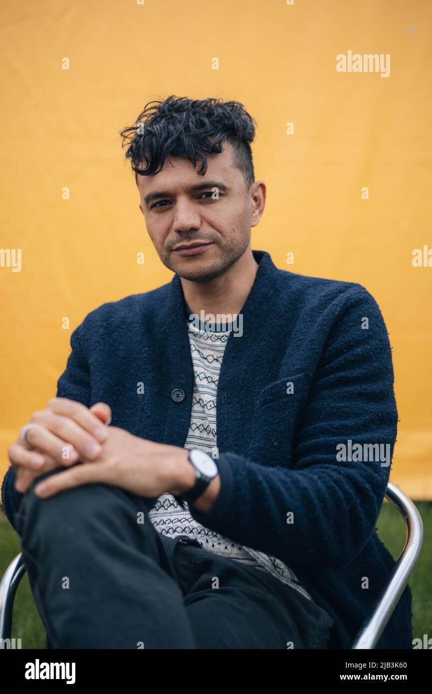 Hay-on-Wye, Wales, Großbritannien. 2.. Juni 2022. Raymond Antrobus Portrait beim Hay Festival 2022, Wales. Quelle: Sam Hardwick/Alamy. Stockfoto