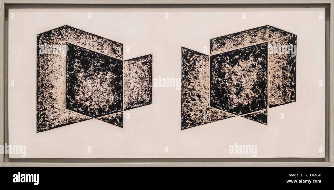 Josef Albers, Angular, 1935, Öl auf Spanplatte, Bauhaus Stockfoto