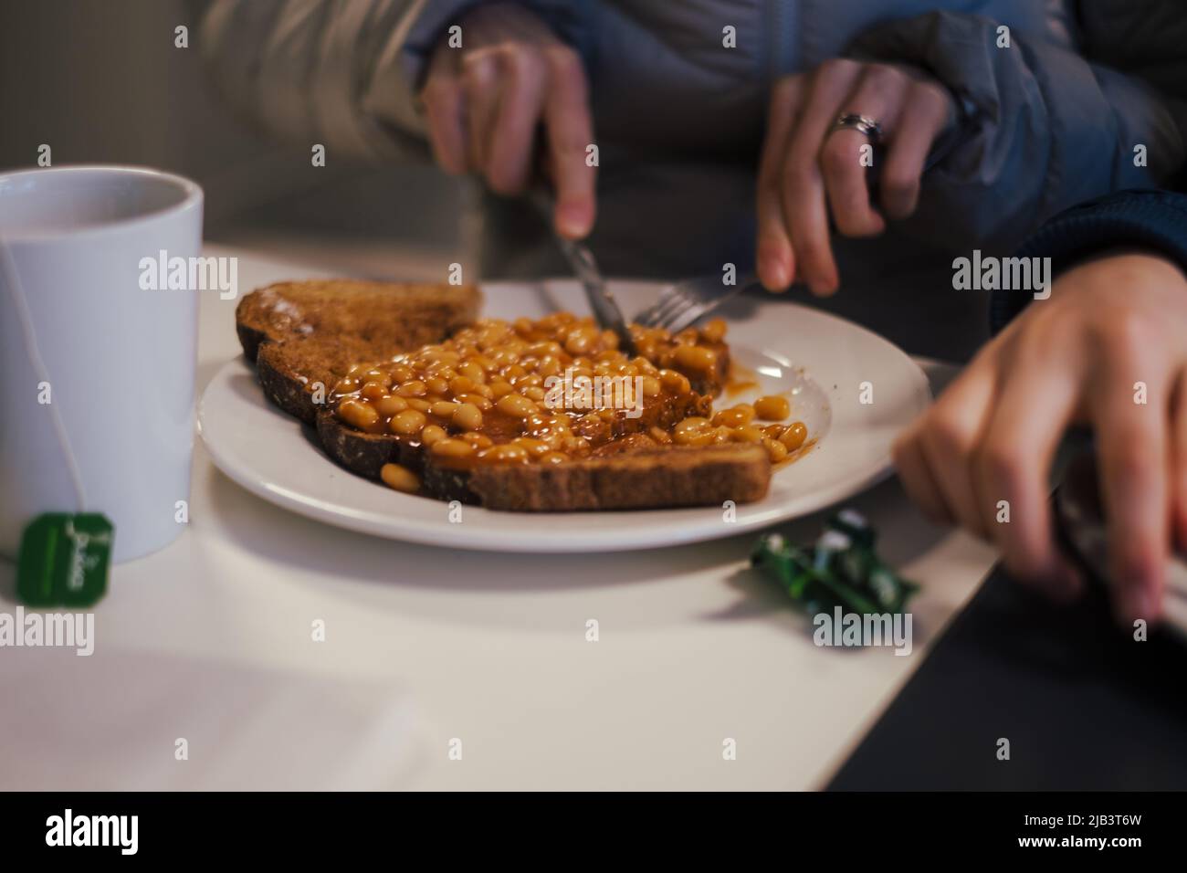 Bohnen auf toast Stockfoto