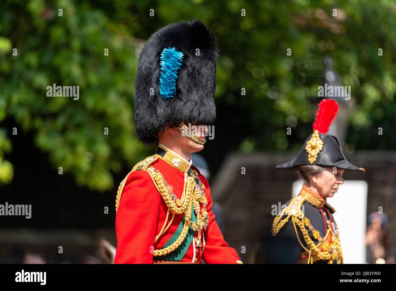 Royal Colonels Prince William und Anne, Princess Royal bei Trooping the Colour 2022, Queen's Birthday Parade, The Mall, London Stockfoto
