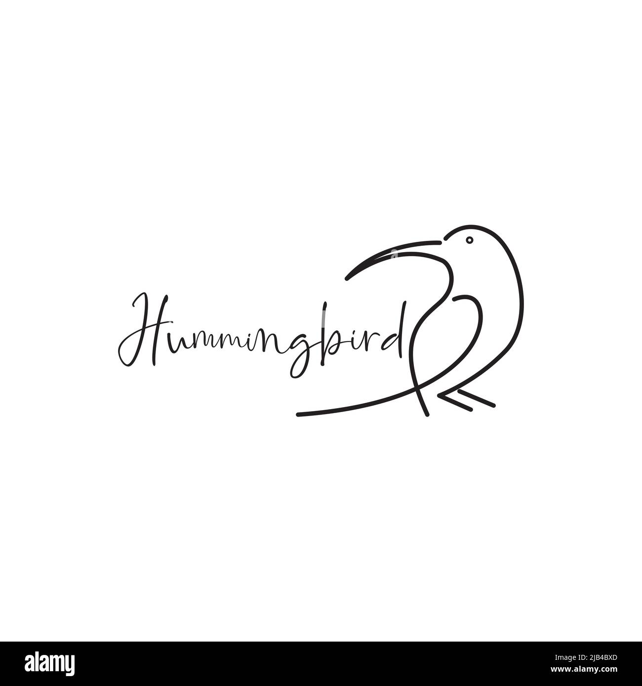Nette Linie Kunst minimal Vogel Kolibri Logo Design Vektor Grafik Symbol Illustration kreative Idee Stock Vektor