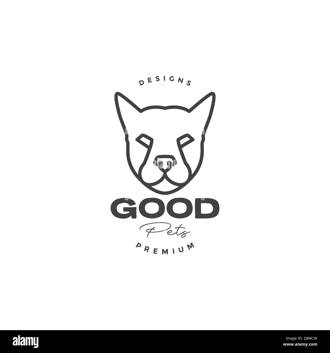 Linie Kopf Haustiere Hund Grube Bull vintage Logo Design Vektor Grafik Symbol Illustration kreative Idee Stock Vektor