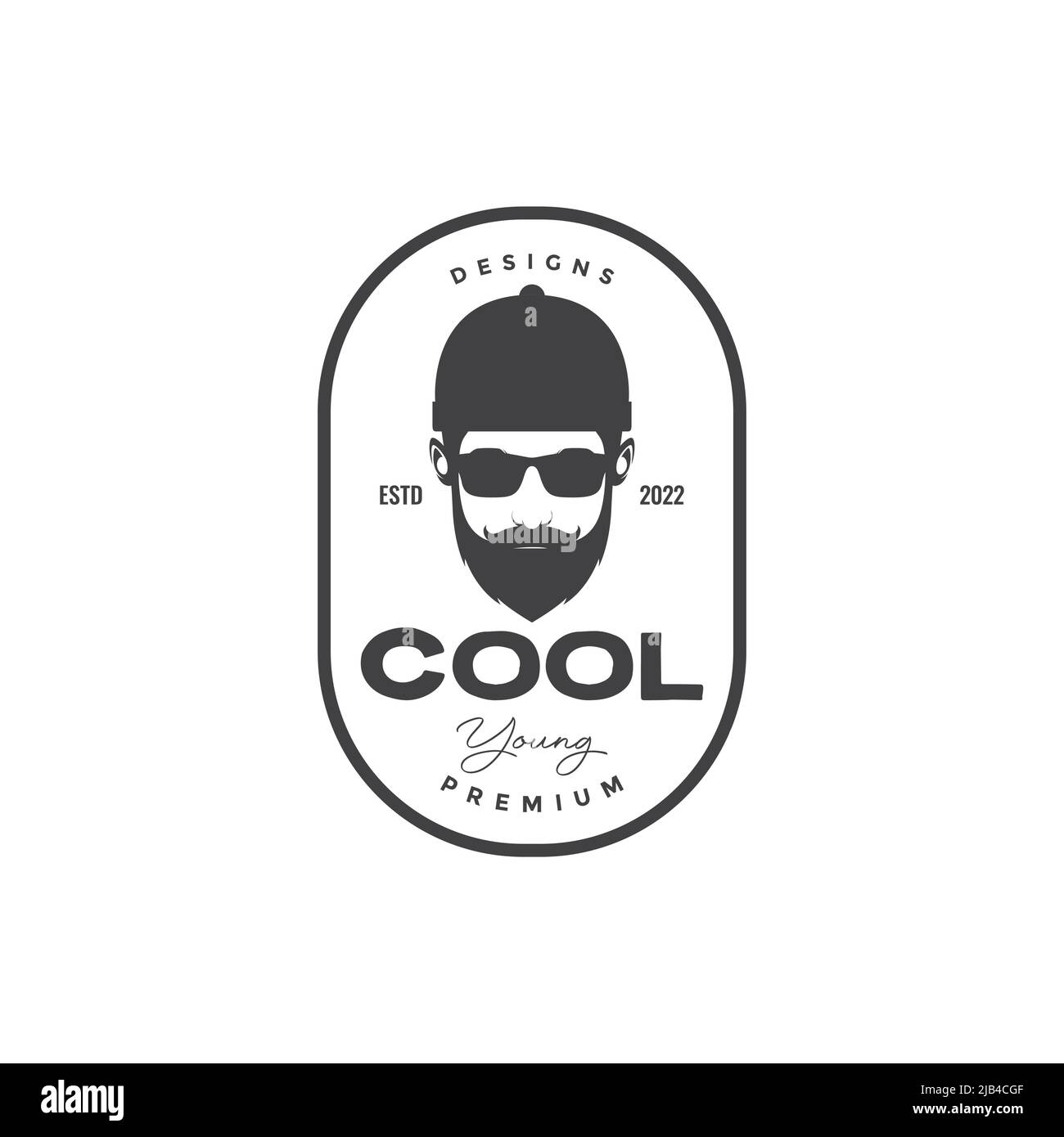 Cool Mann mit Bart und Mütze Hut vintage Logo Design Vektor Grafik Symbol Illustration kreative Idee Stock Vektor