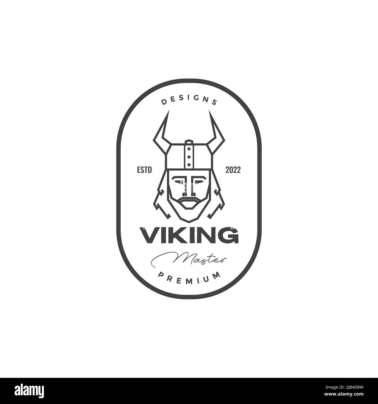 Kopf viking mit Bart und Hörnern Helm Logo Design Vektor Grafik Symbol Illustration kreative Idee Stock Vektor