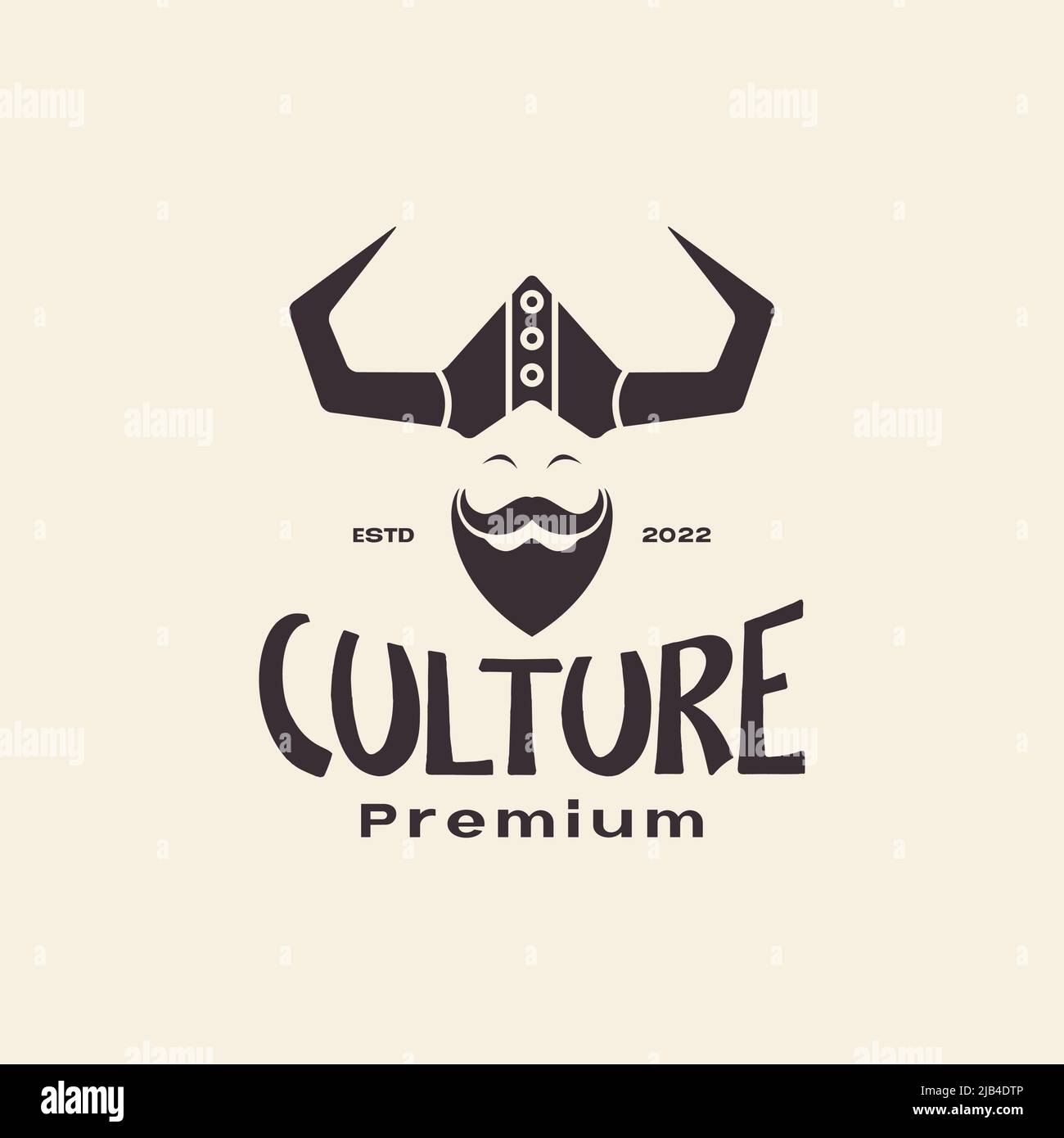 Kultur traditionelle Mann Kopf Bart mit Horn Logo Design Vektor Grafik Symbol Illustration kreative Idee Stock Vektor