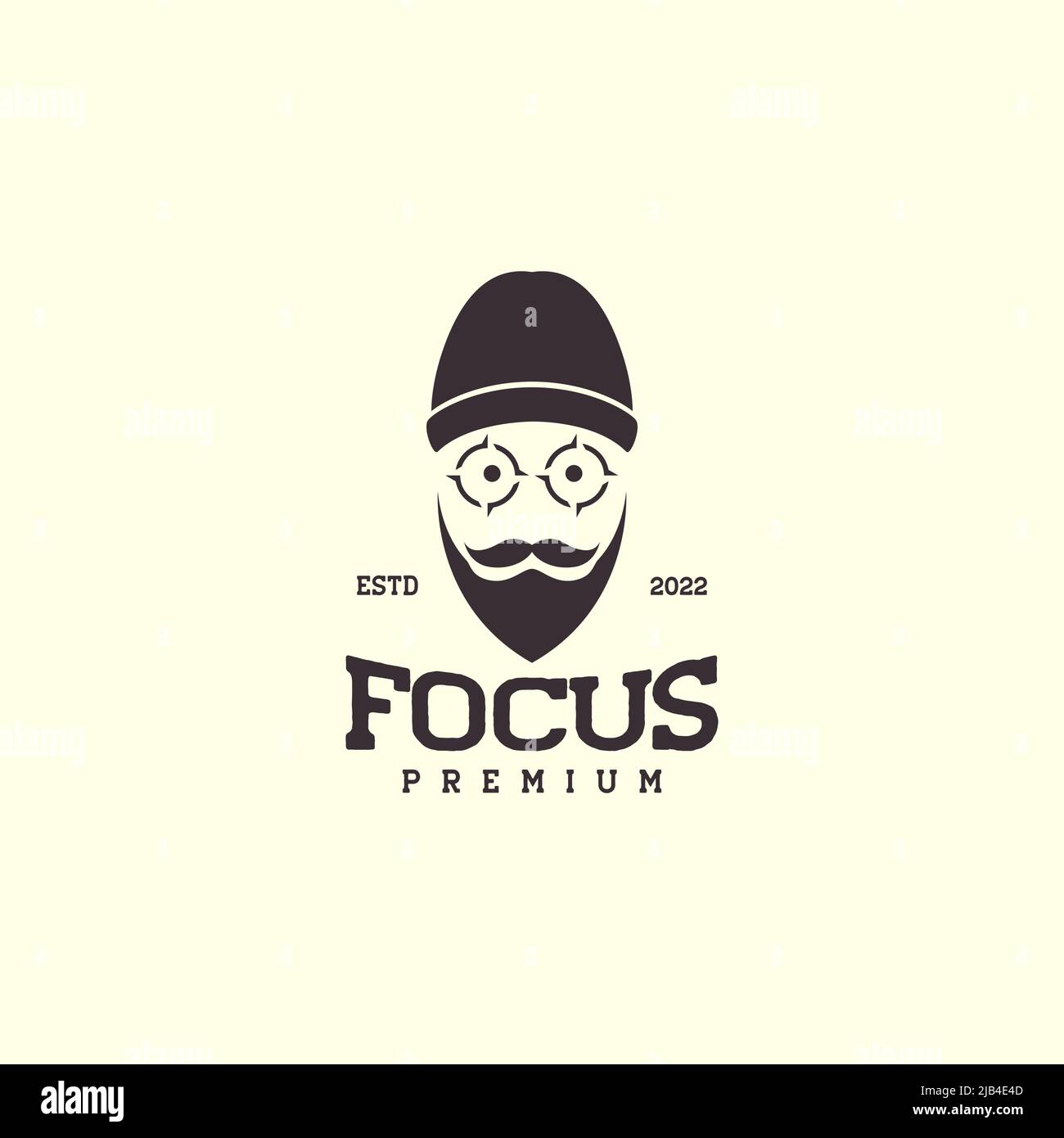 Gesicht Mann mit Bart Fokus Augen Logo Design Vektor Grafik Symbol Illustration kreative Idee Stock Vektor