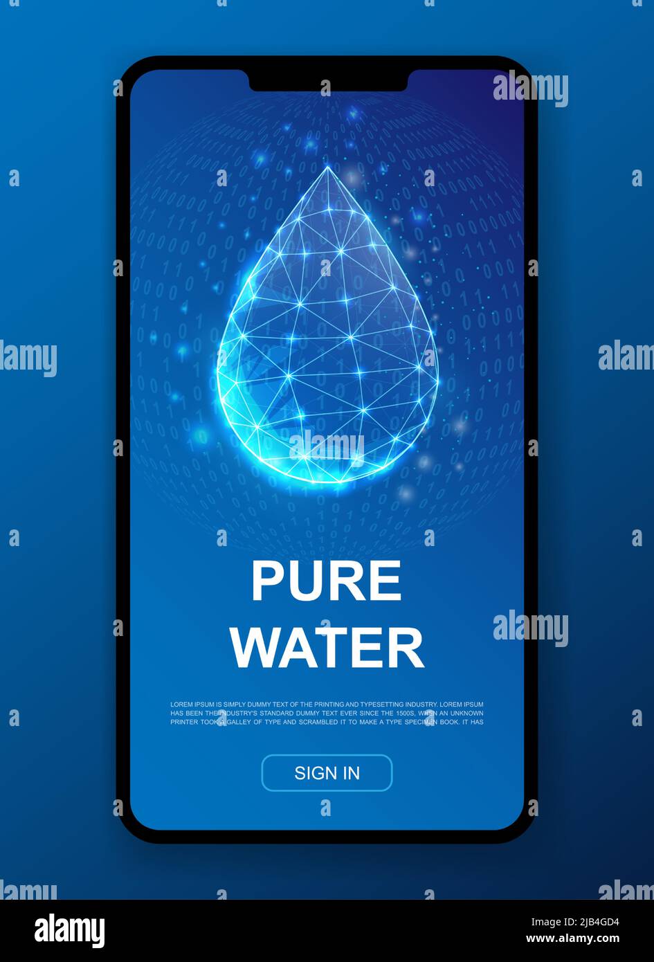 Lassen sie 3D polygonales Symbol für UI, UX Design template fallen. Low Poly Droplet Illustration für mobile Homepage Design. Wassertropfen Illustration Konzept. Stock Vektor