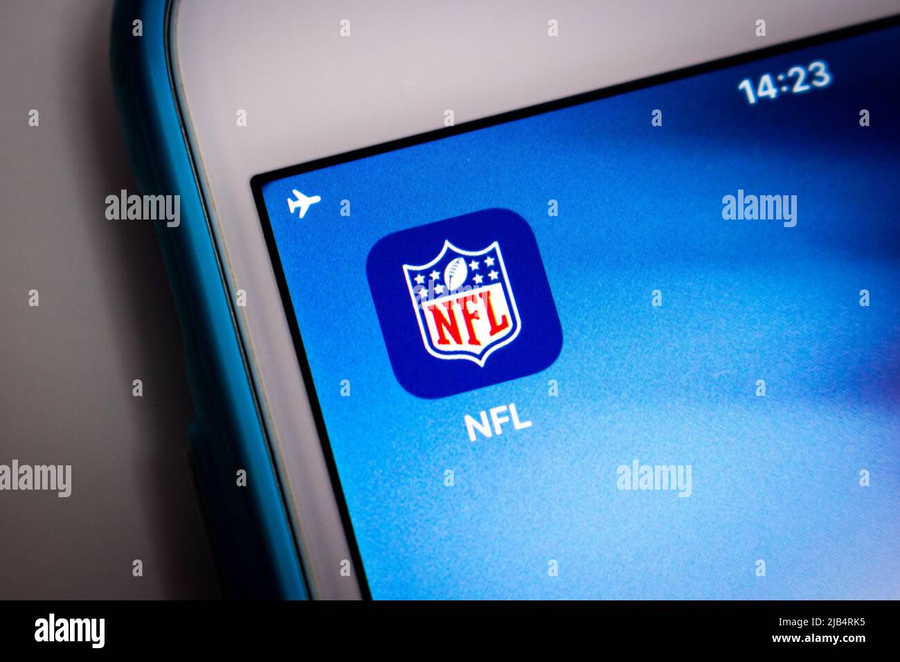 NFL (die National Football League), eine pro-amerikanische Fußballliga, auf iOS. NFL ist eine der 4 größten nordamerikanischen Profisportligen Stockfoto