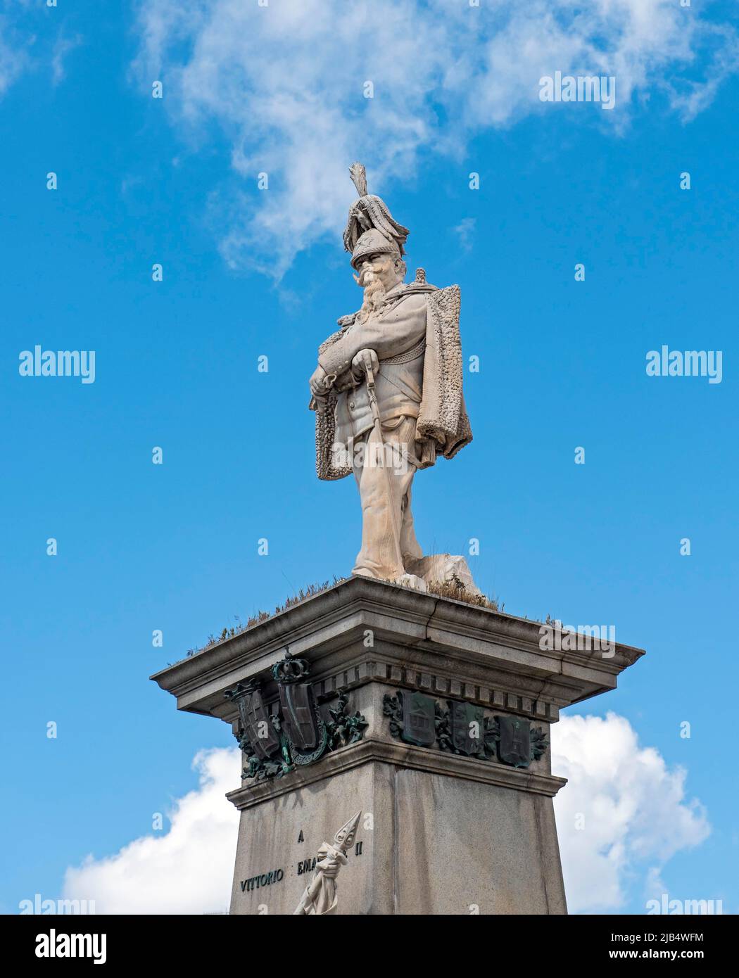 Statue von König Vittorio Emanuele II, Piazza Italia, Sassari, Sardinien, Italien Stockfoto