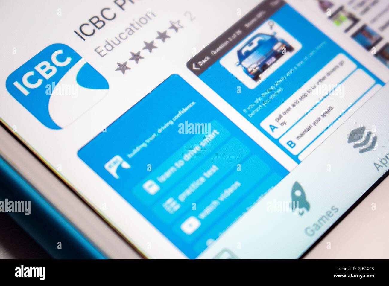 ICBC-App (The Insurance Corporation of British Columbia) im App Store. ICBC ist eine Provinzkronengesellschaft in British Columbia, die 1973 gegründet wurde. Stockfoto