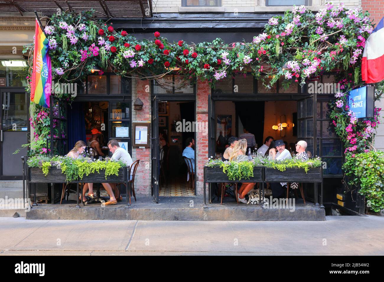 Little Prince, 199 Prince St, New York, NYC Foto von einem französischen Bistro im Stadtteil SoHo. Stockfoto