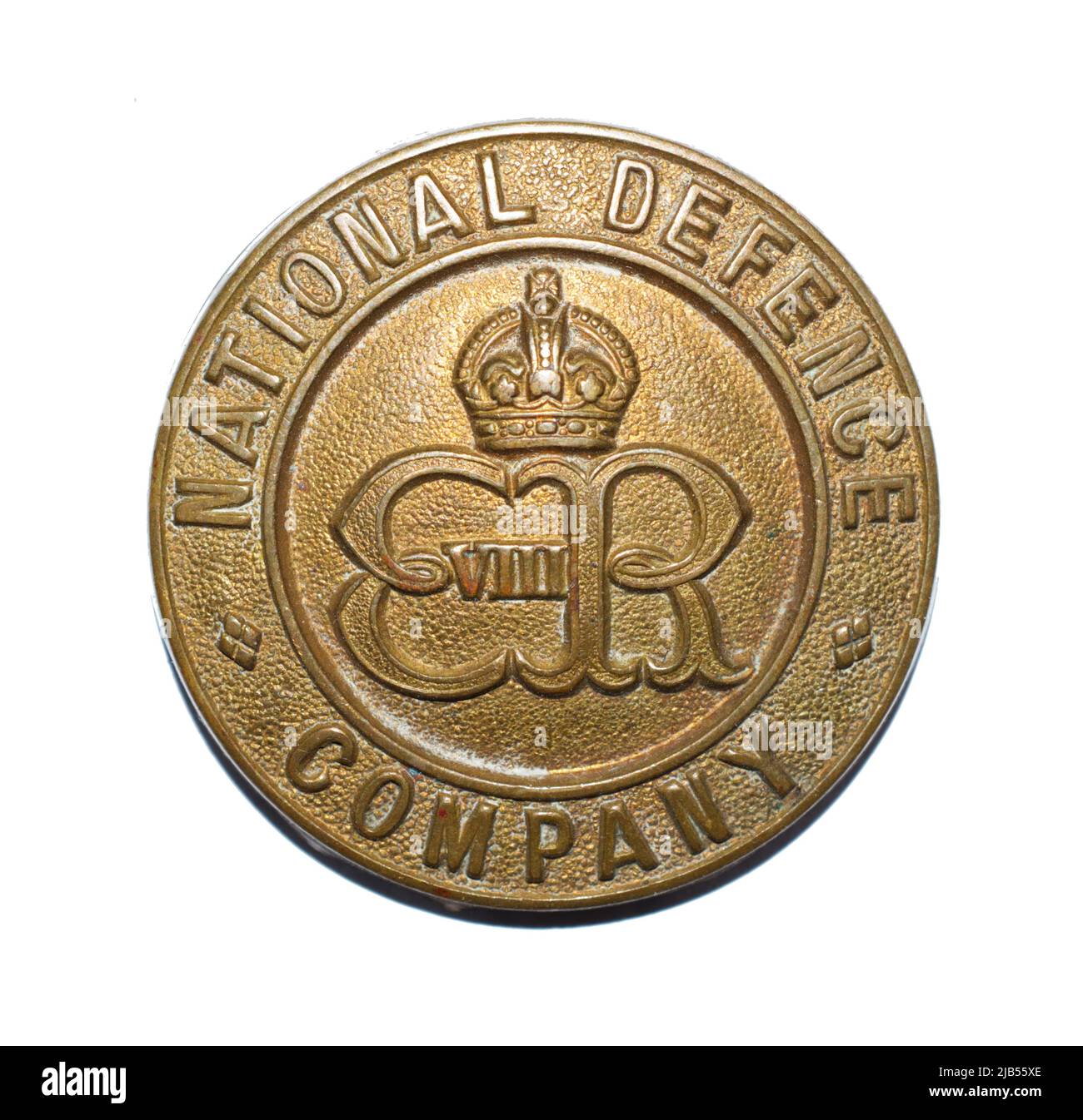 Ein Cap-Abzeichen der National Defense Company mit King Edward VIII-Cypher c. 1936. Stockfoto