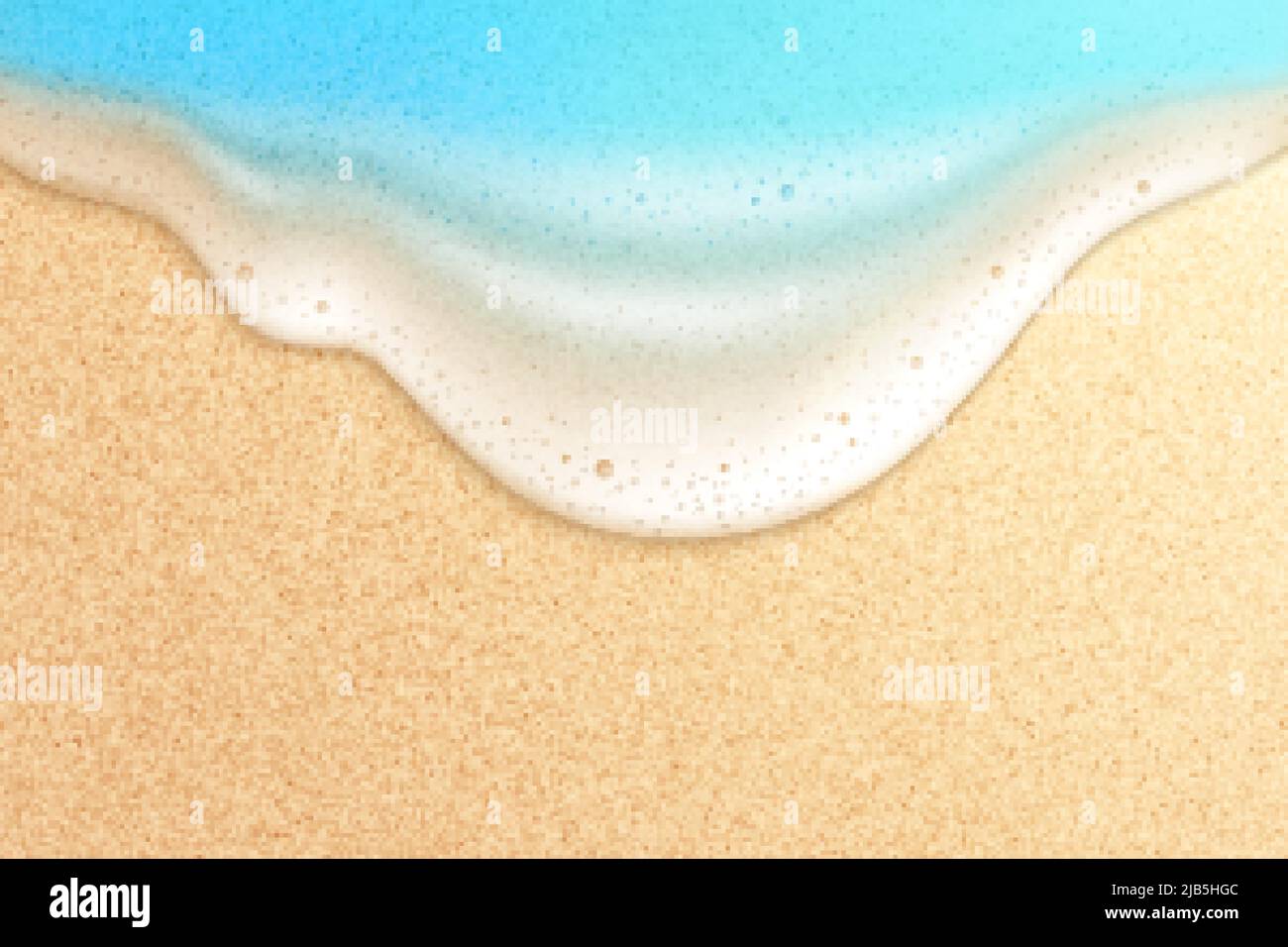 Wellenstrand realistische Komposition mit Draufsicht auf sandigen Boden mit Meerwasser und Schaumblasen Vektorgrafik Stock Vektor