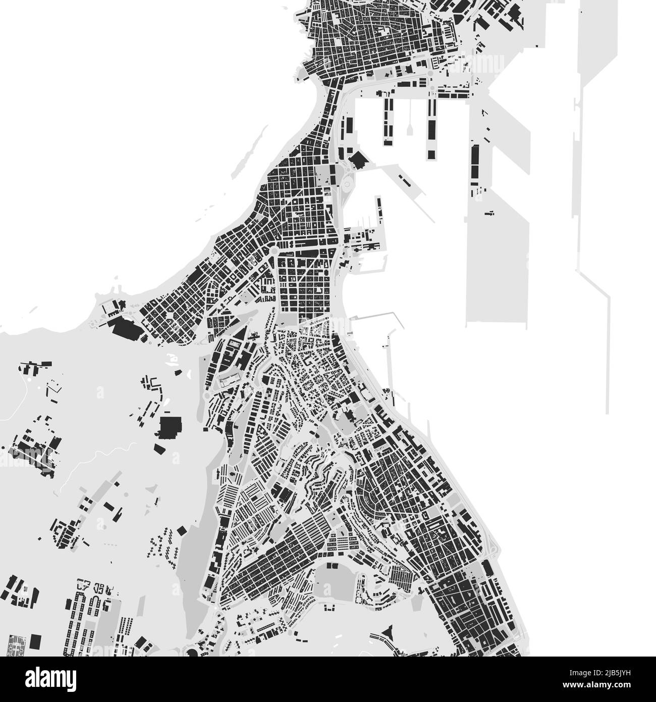 Stadtplan von Las Palmas de Gran Canaria. Vektorgrafik, Las Palmas Karte Graustufen Kunstposter. Straßenkarte mit Straßen, Metropolstadt Stock Vektor