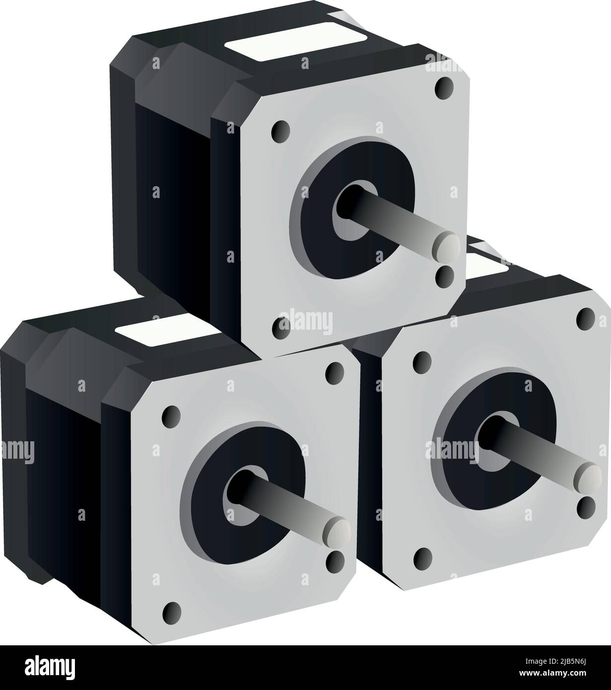 Schrittmotor mit 4-Kanal-Kabel für den Drucker 3D Stock Vektor