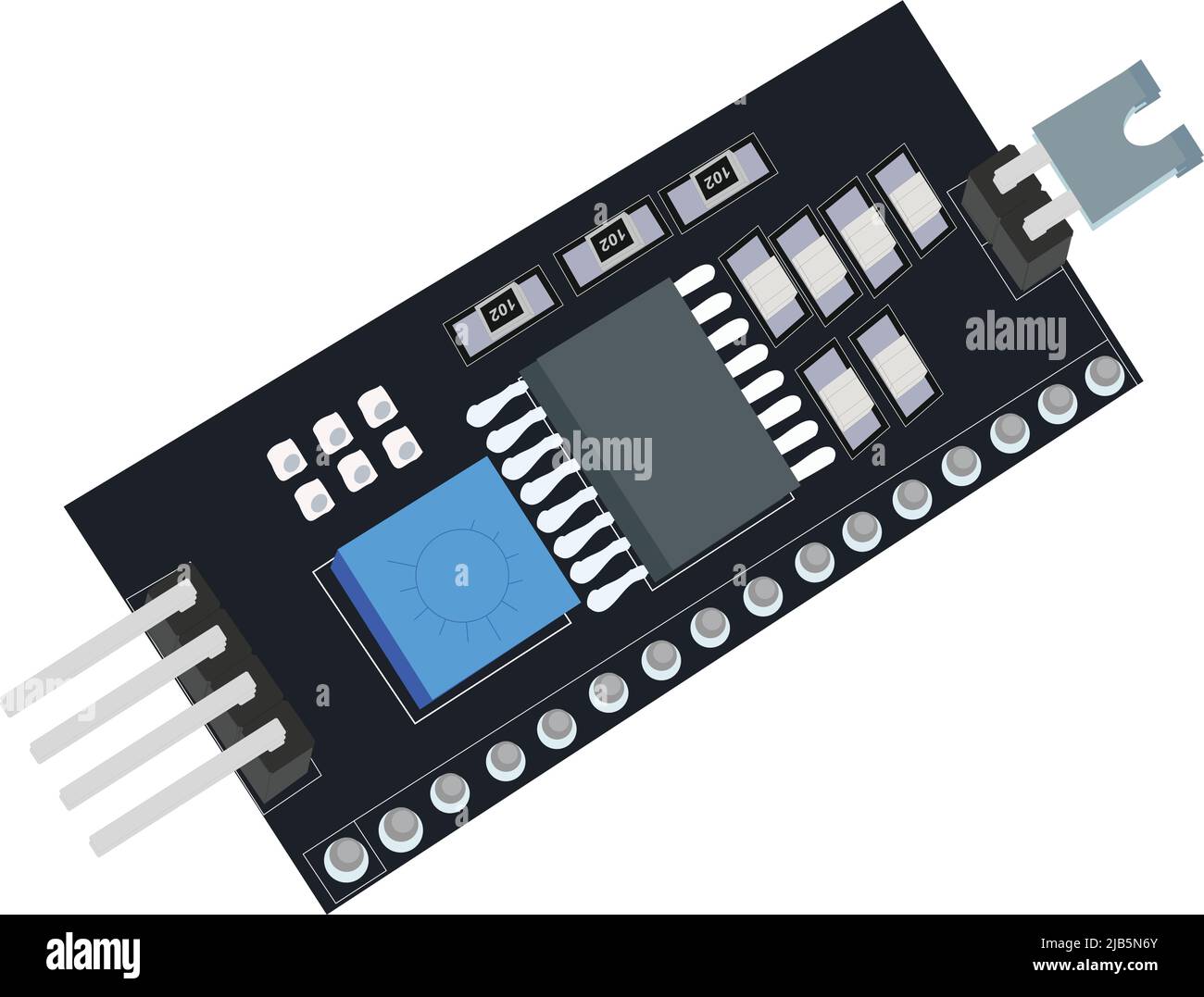 LCD-Adapterplatte LCD-Adaptermodul für serielle Schnittstellenplatine Stock Vektor